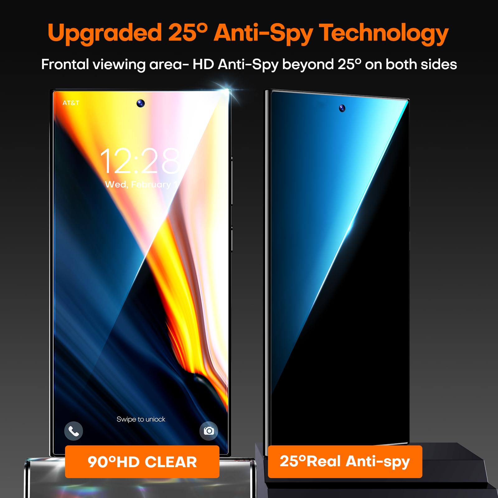2+2 Pack Privacy Screen Protector & Camera Lens Protector for Samsung Galaxy S24 Ultra - Tempered Glass Film with Dust Removal Frame - Anti-Scratch, Bubble-Free, Case Friendly - Perfect for Office Privacy & Outdoor Protection