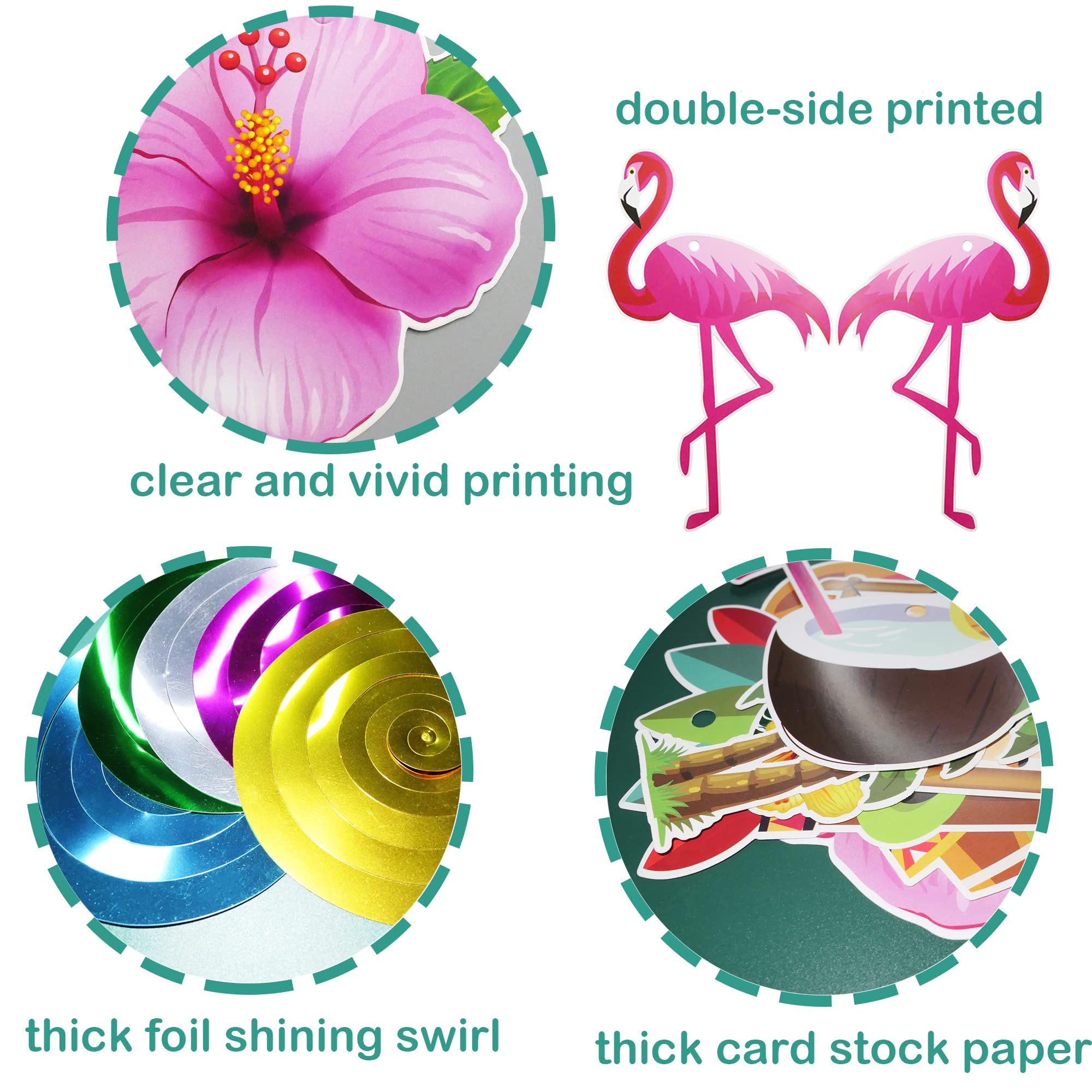 30-Piece Hawaiian Luau Party Hanging Decorations Set - Tropical Aloha Ceiling Swirls for Summer Beach Birthday, Luau, Pool Party & Tropical Themed Events