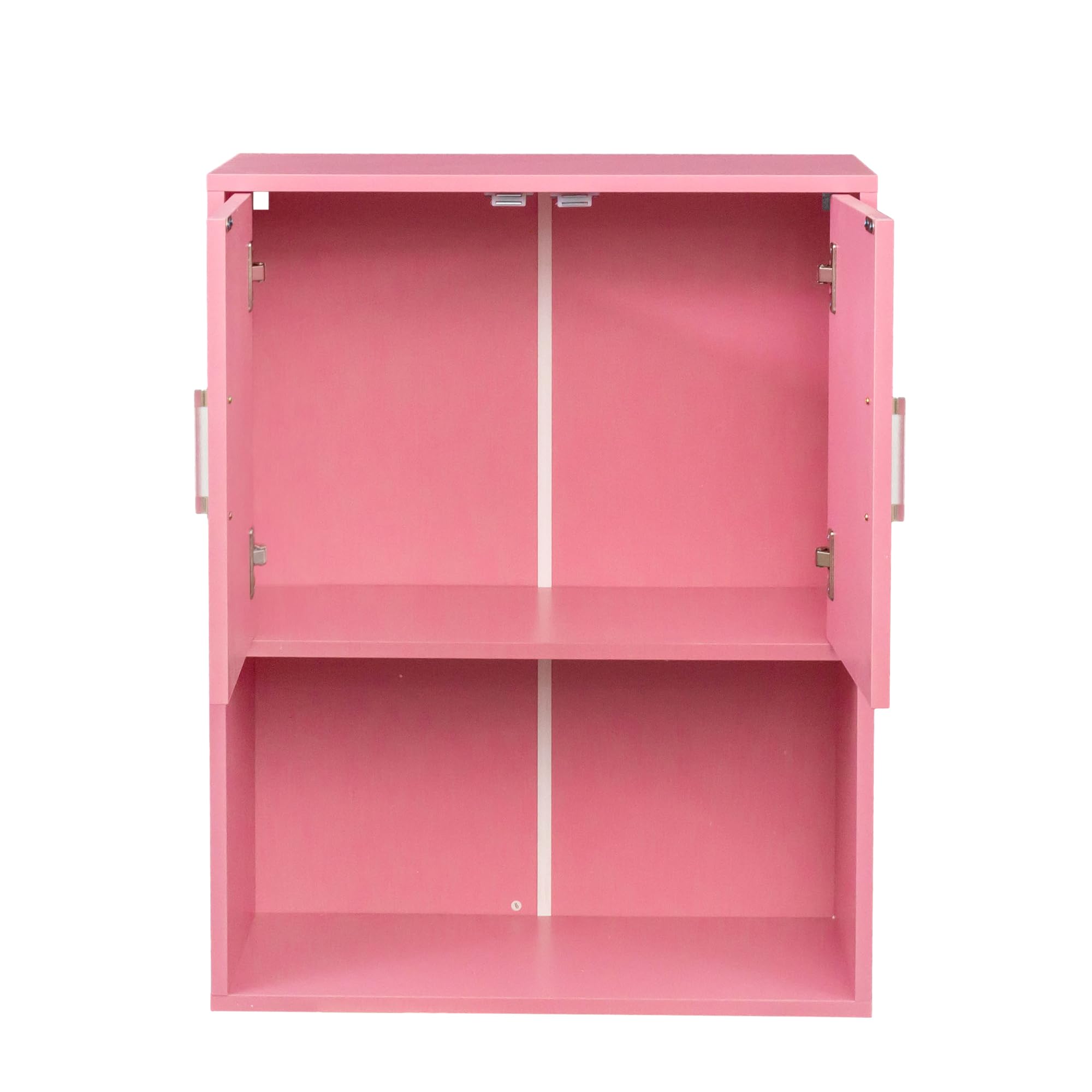 Modern Pink Wall Mounted Salon Cabinet - 2 Doors & Open Shelf Locking Storage for Barber Shop, Beauty Spa - Perfect for Organizing Hair Styling Tools, Salon Supplies & Equipment