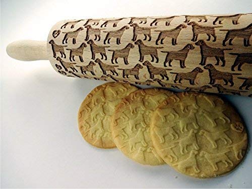 Engraved Labrador Dog Pattern Rolling Pin for Embossed Cookies - Perfect Baking Gift for Dog Lovers & Home Bakers (Ideal for Holidays, DIY Cookies, and Special Occasions)