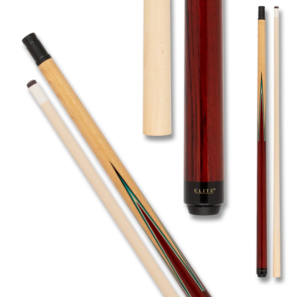 Elite EP33 Pool Cue - Premium Black Stained Maple & Zebrawood Design with Pearle White Diamonds & Black Outline - Perfect for Professional & Recreational Billiards