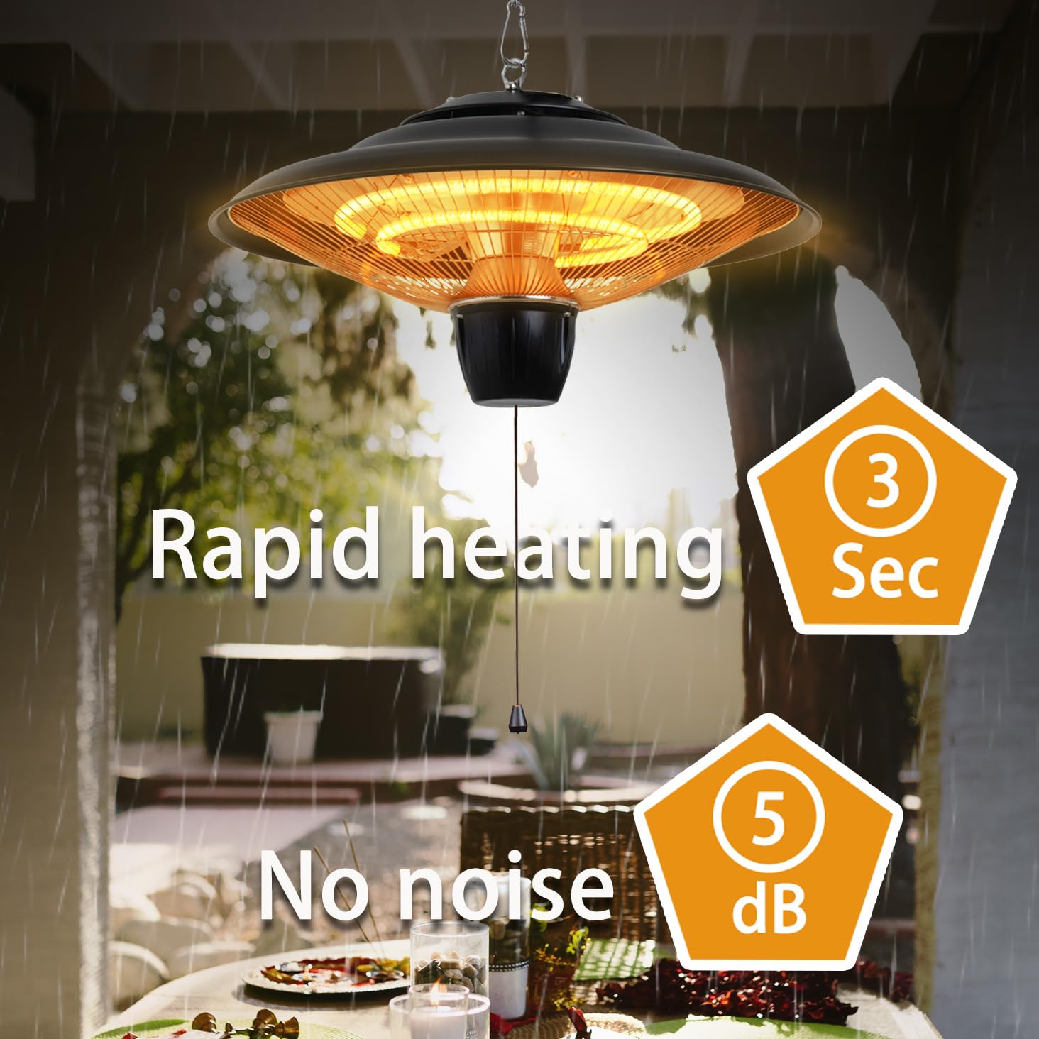 DONYER POWER 1500W Ceiling Mounted Outdoor Electric Patio Heater - Easy Installation for Indoor & Outdoor Use - Perfect for Decks, Gardens, Restaurants and Cold Weather Comfort