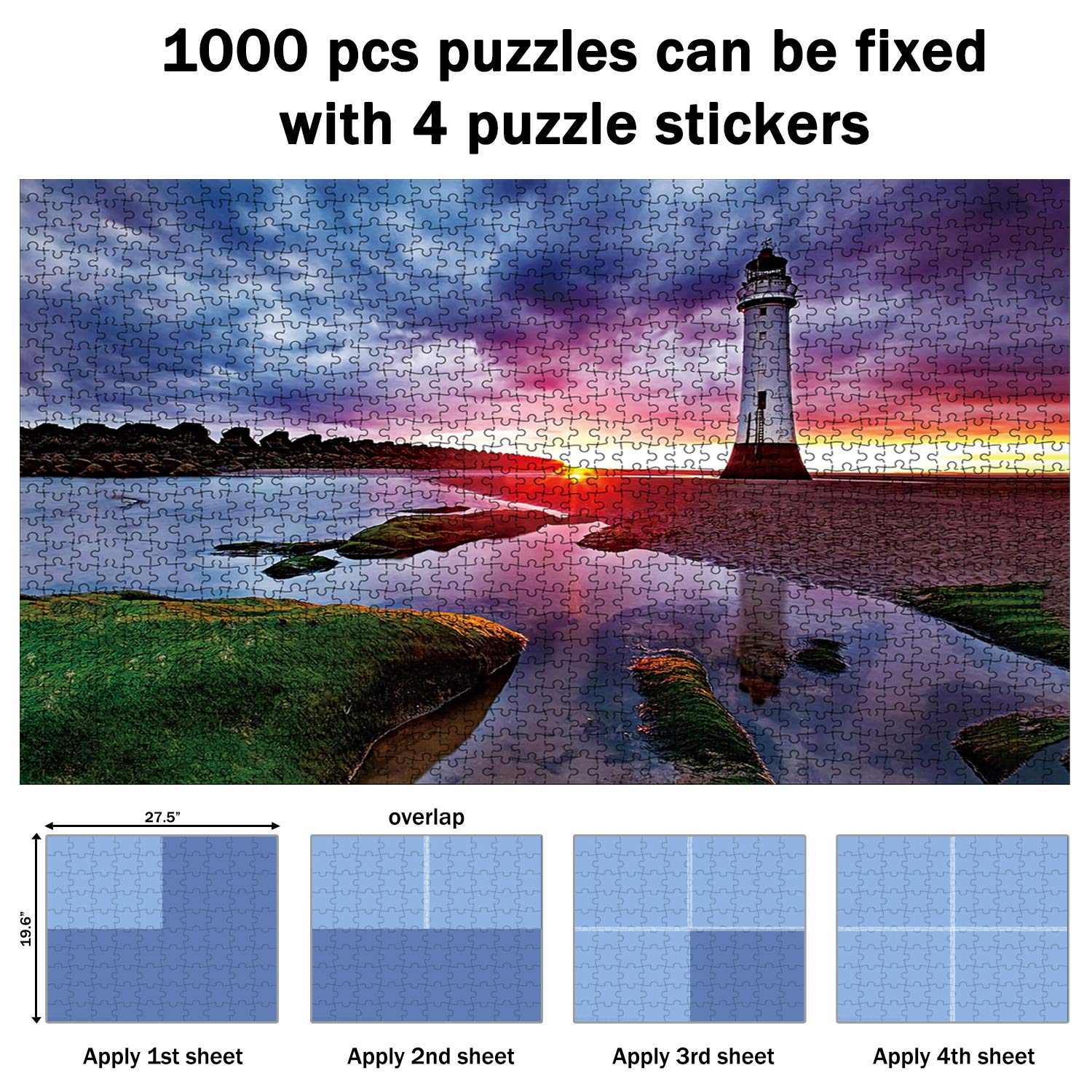 Preserve 8 X 1000 Piece Puzzle Glue Sheets - 32 Clear Peel & Stick Puzzle Saver Sheets for Adults & Kids | No Mess Adhesive | Perfect for Framing, Displaying & Protecting Finished Puzzles