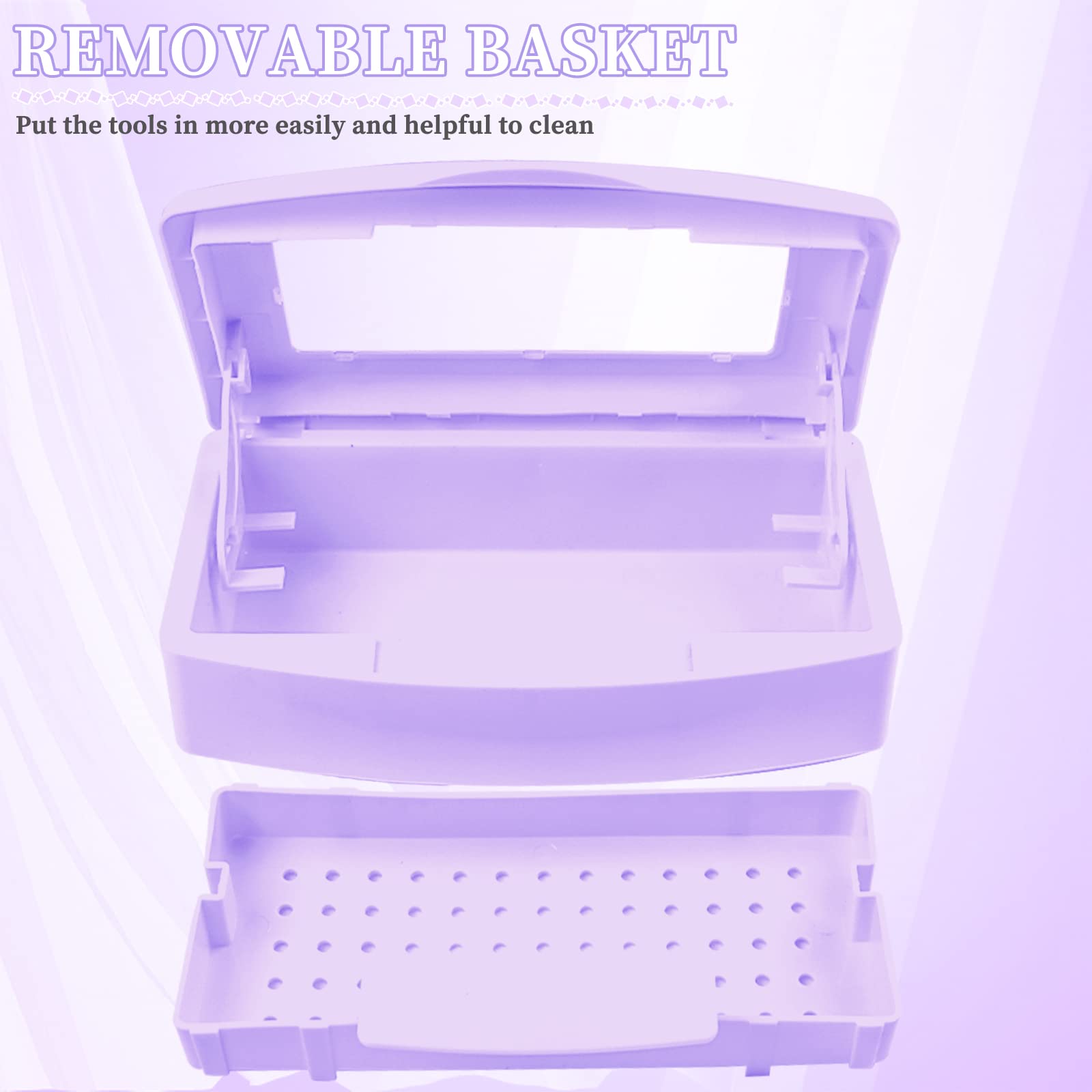 UV Nail Tool Sterilizer Box - Professional Plastic Sterilization Tray for Nail Salon, Spa & Beauty Equipment - Sanitizing Storage Organizer for Manicure Tools, Tweezers & Eyelash Extensions (Purple) - Perfect for Salon Hygiene & Home Nail Care