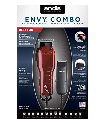 Andis Envy Professional Hair Clipper & Trimmer Set - Cordless & Adjustable for Barbers & Home Haircuts - Perfect for Men's Grooming, Fades, Beards & Pet Trimming