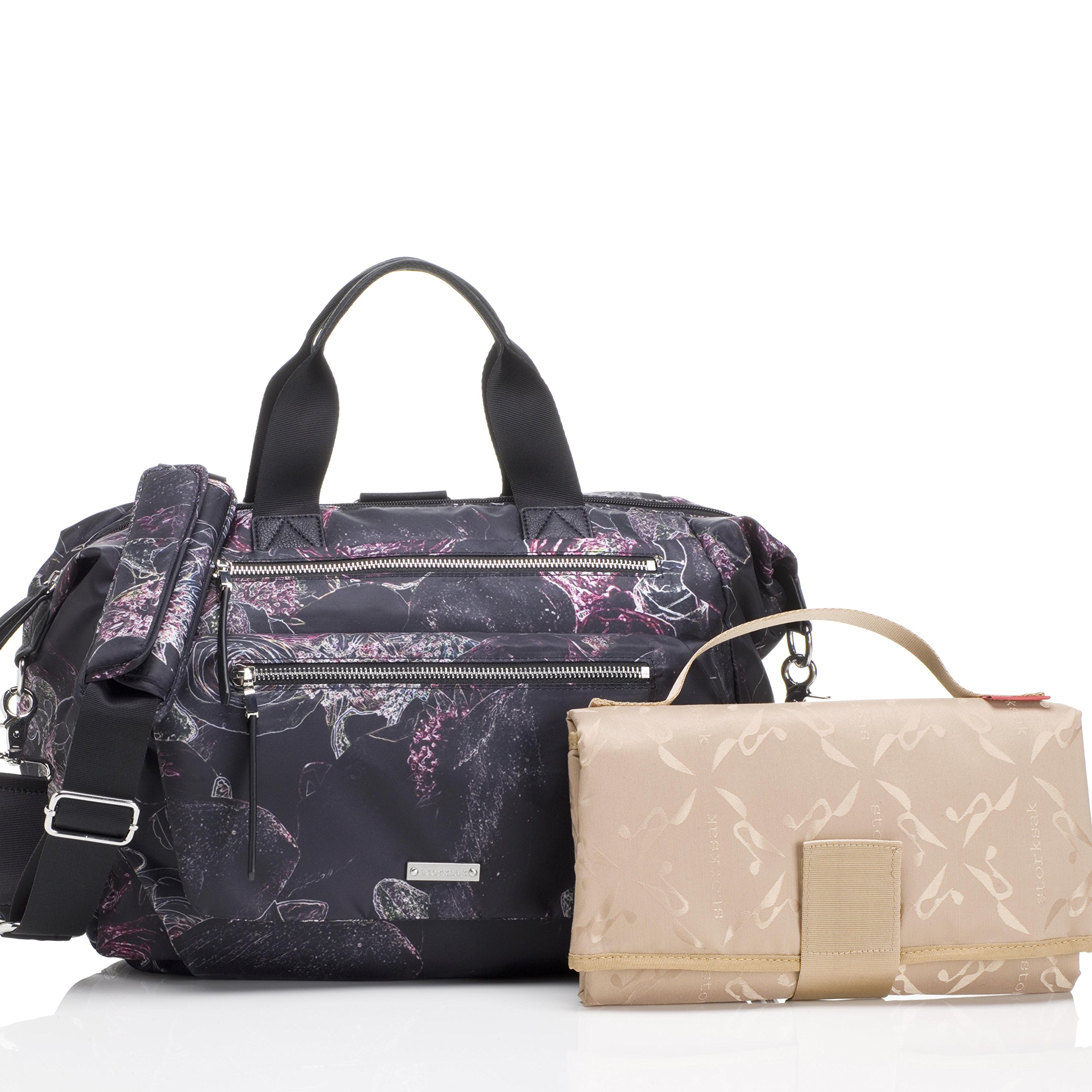 Storksak Seren Convertible Shoulder Backpack for Women - Floral Print Diaper Bag, Travel & Work Tote - Adjustable Straps, Spacious Compartments - Perfect for Moms, Commuters & Business Professionals