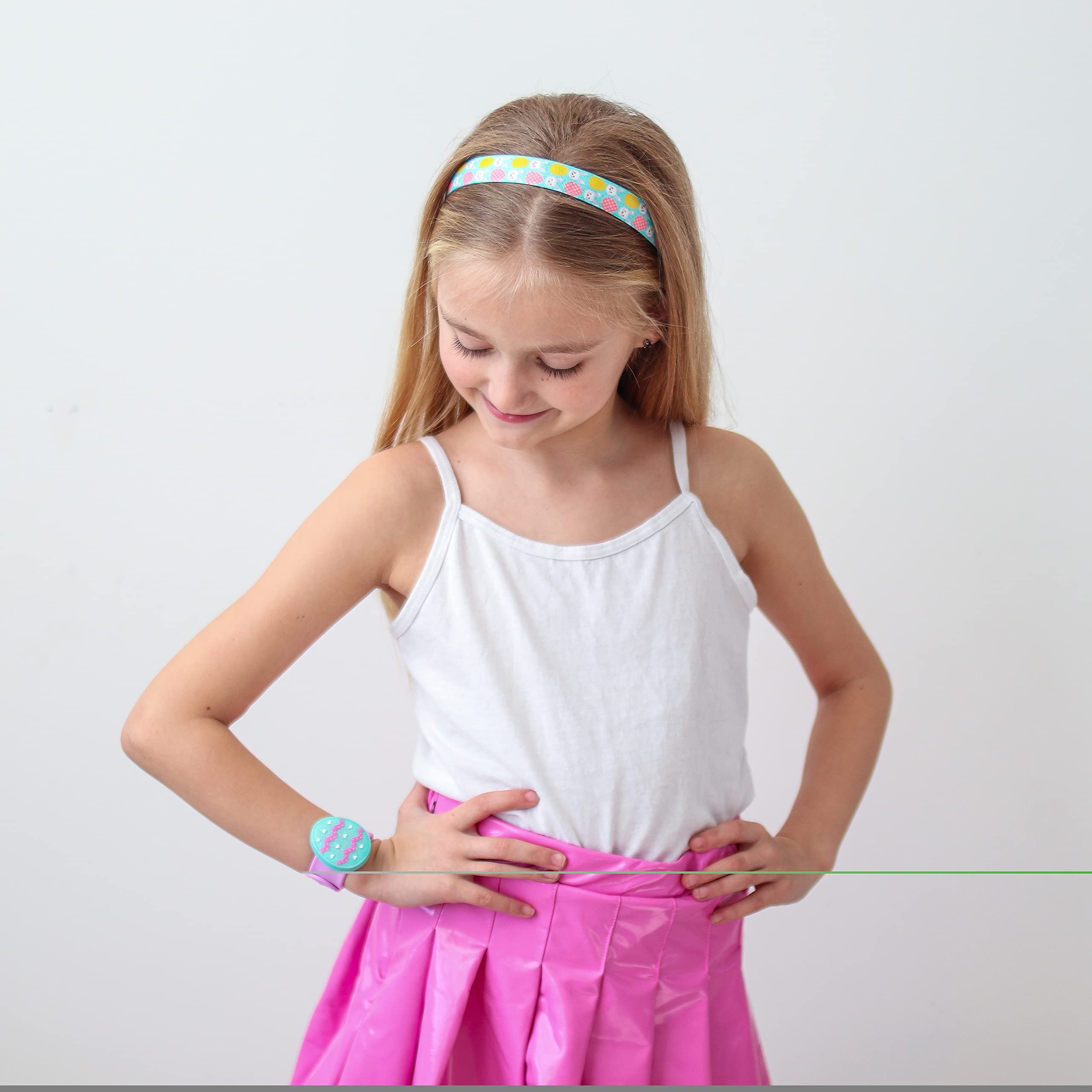 Easter Headbands for Girls - 4 Pack Adjustable No Slip Stretch Elastic Hair Bands, Thin Fabric Hair Accessories for Kids | Perfect for Easter Egg Hunts, Spring Parties & School Events