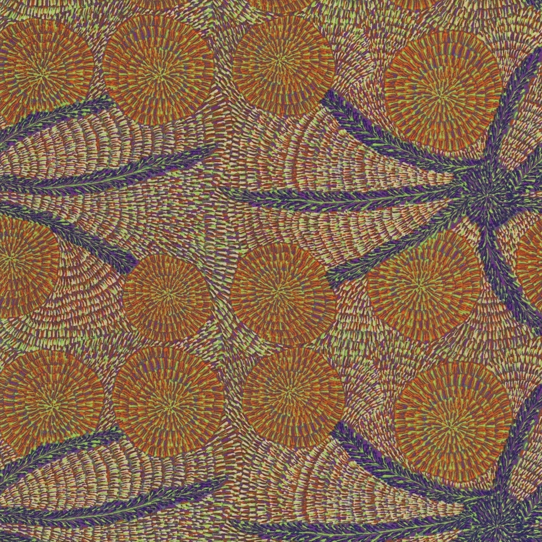 Bush Medicine by Eileen - Authentic Aboriginal Art Long Stripes Navy Blue Scarf (BMLNB) | Perfect for Cultural Fashion & Gift Giving