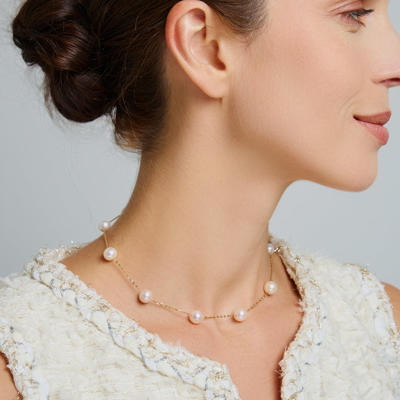 18K Solid Gold Freshwater Pearl Necklace for Women - Elegant & Timeless Jewelry Gift for Brides, Anniversary & Special Occasions