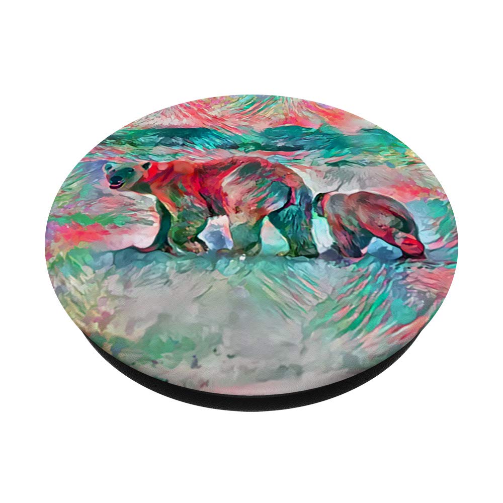 Polar Bear Grip Green Red Oil Painting Artistic Design - Perfect for Home Decor, Office Wall Art, and Gift Giving