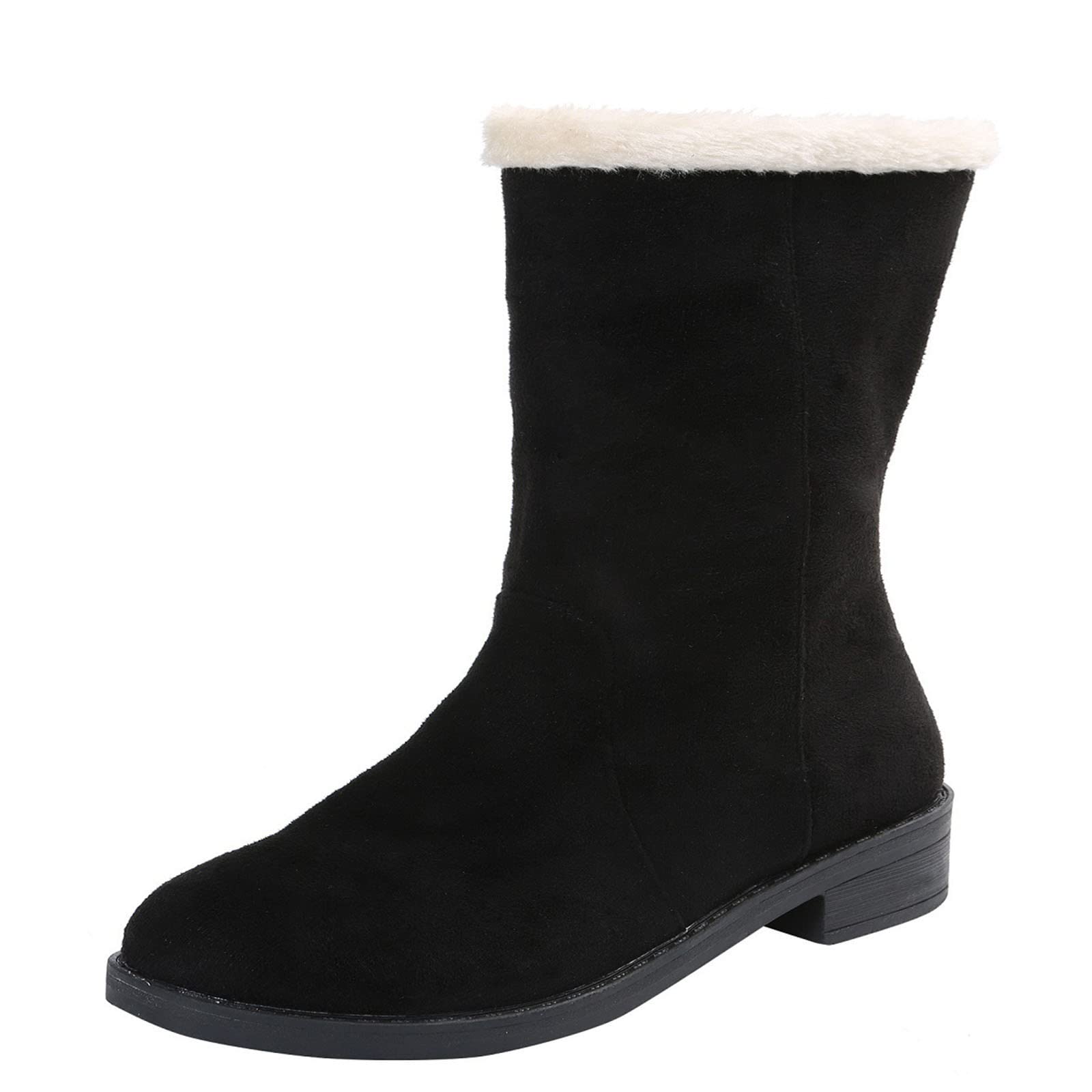 Women's Winter Snow Boots - Fleece Lined Waterproof Mid Calf Boots with Chunky Low Heel Wedge for Outdoor Activities, Hiking & Cold Weather Fashion