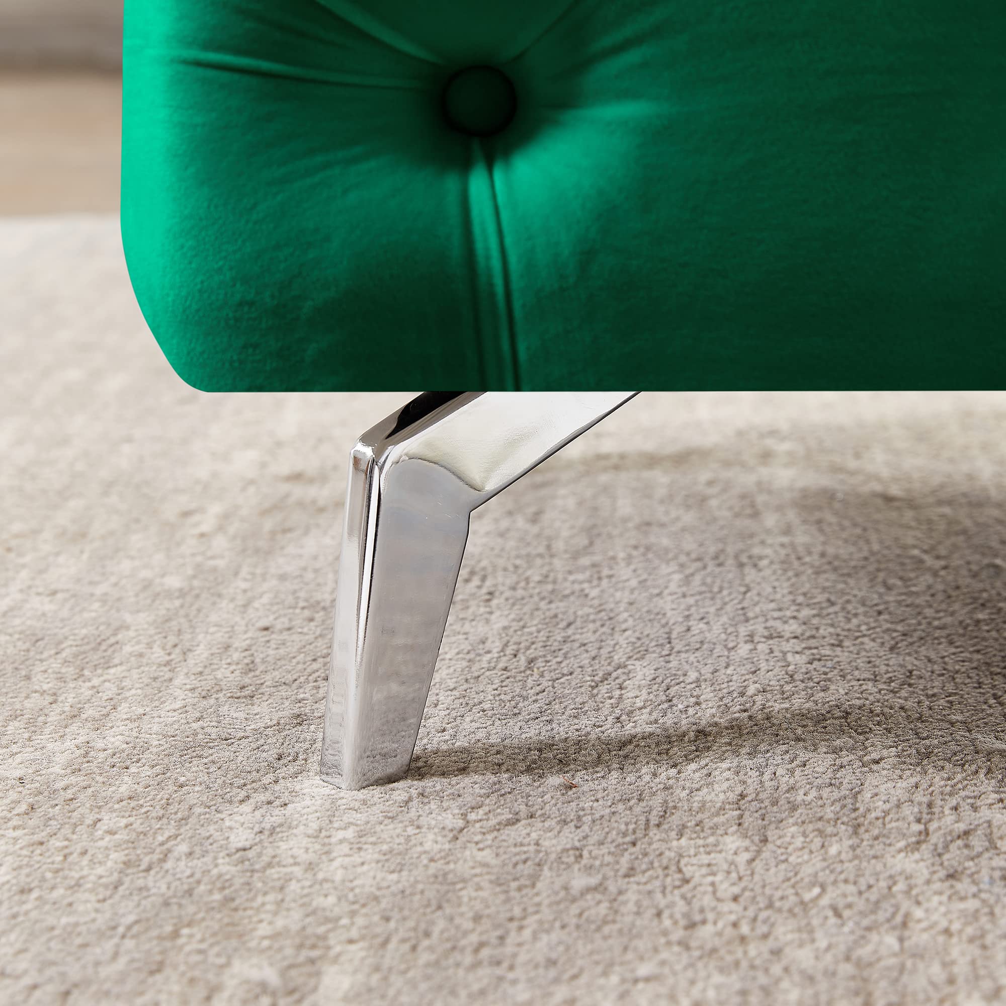 Velvet Upholstered Ottoman Bench with Button-Tufted Design - Green Footrest Stool for Living Room, Bedroom & Entryway | Perfect for Home Decor, Extra Seating & Relaxation