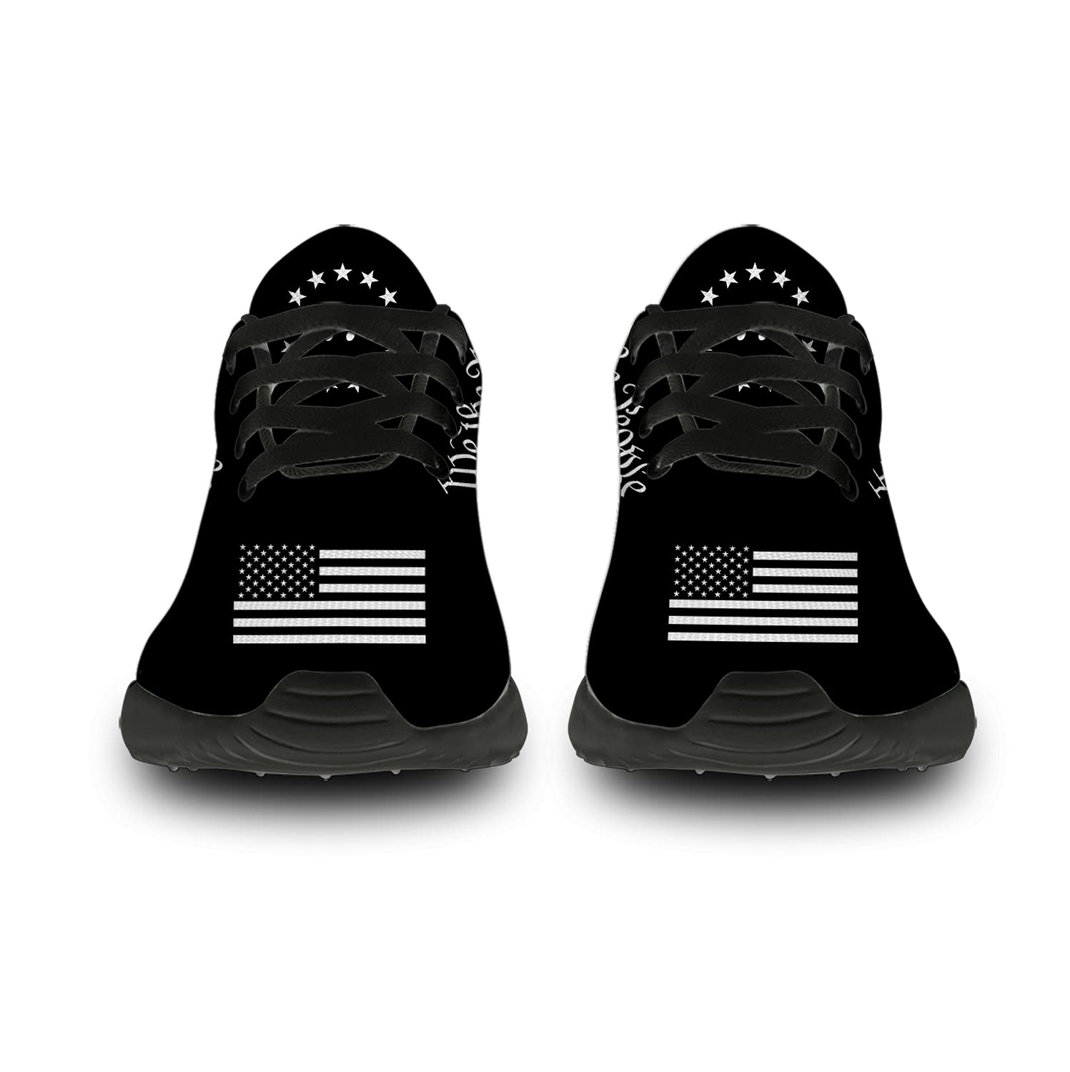 1776 USA Flag Shoes for Men & Women - Patriotic Running, Walking & Tennis Sneakers with Betsy Ross Design - Size 7.5 Men/9 Women Black - Perfect for 4th of July, Independence Day & American Pride Events