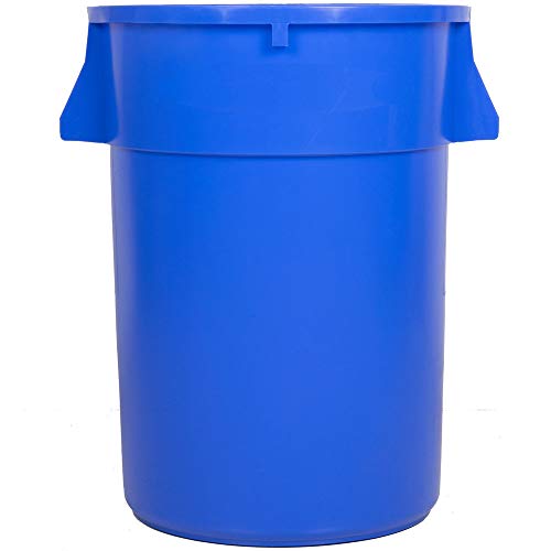 44 Gallon (176 Qt / 166L) Heavy-Duty Round Recycling Bin - Blue Kitchen Trash Can & Waste Basket for Home, Restaurant & Commercial Use