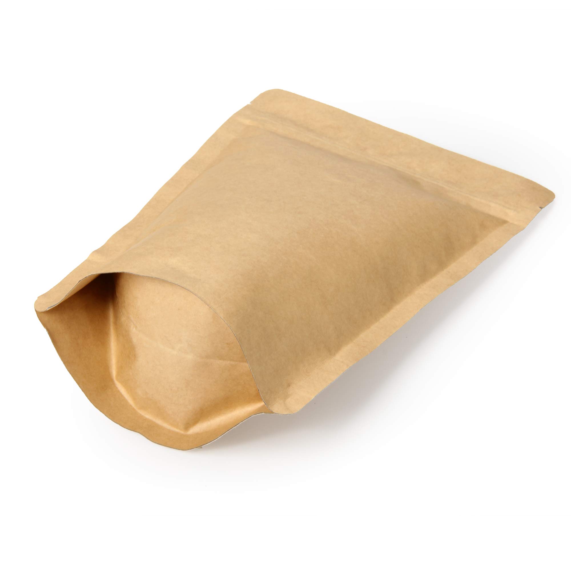 Premium High Barrier Natural Kraft Coffee Pouch with One-Way Degassing Valve - 8oz Stand Up Zipper Bags (500 Count) - Ideal for Fresh Roasted Coffee, Tea & Snack Storage