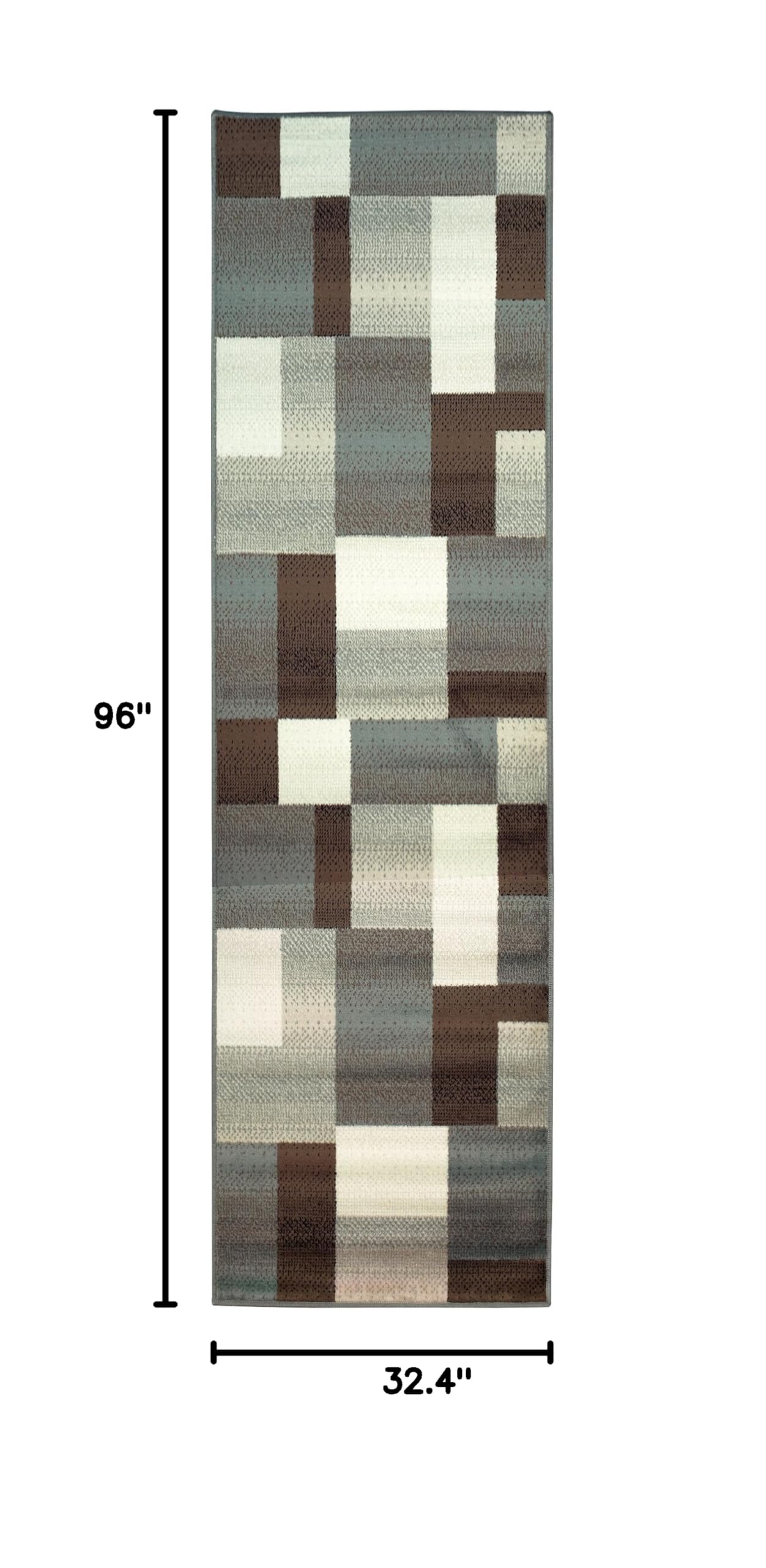 Premium Modern Geometric Tile Pattern Indoor Area Rug - Washable, Non-Slip Jute Backing for Living Room, Bedroom, Office - Clifton Multi Collection (Grey Brown, 2'7