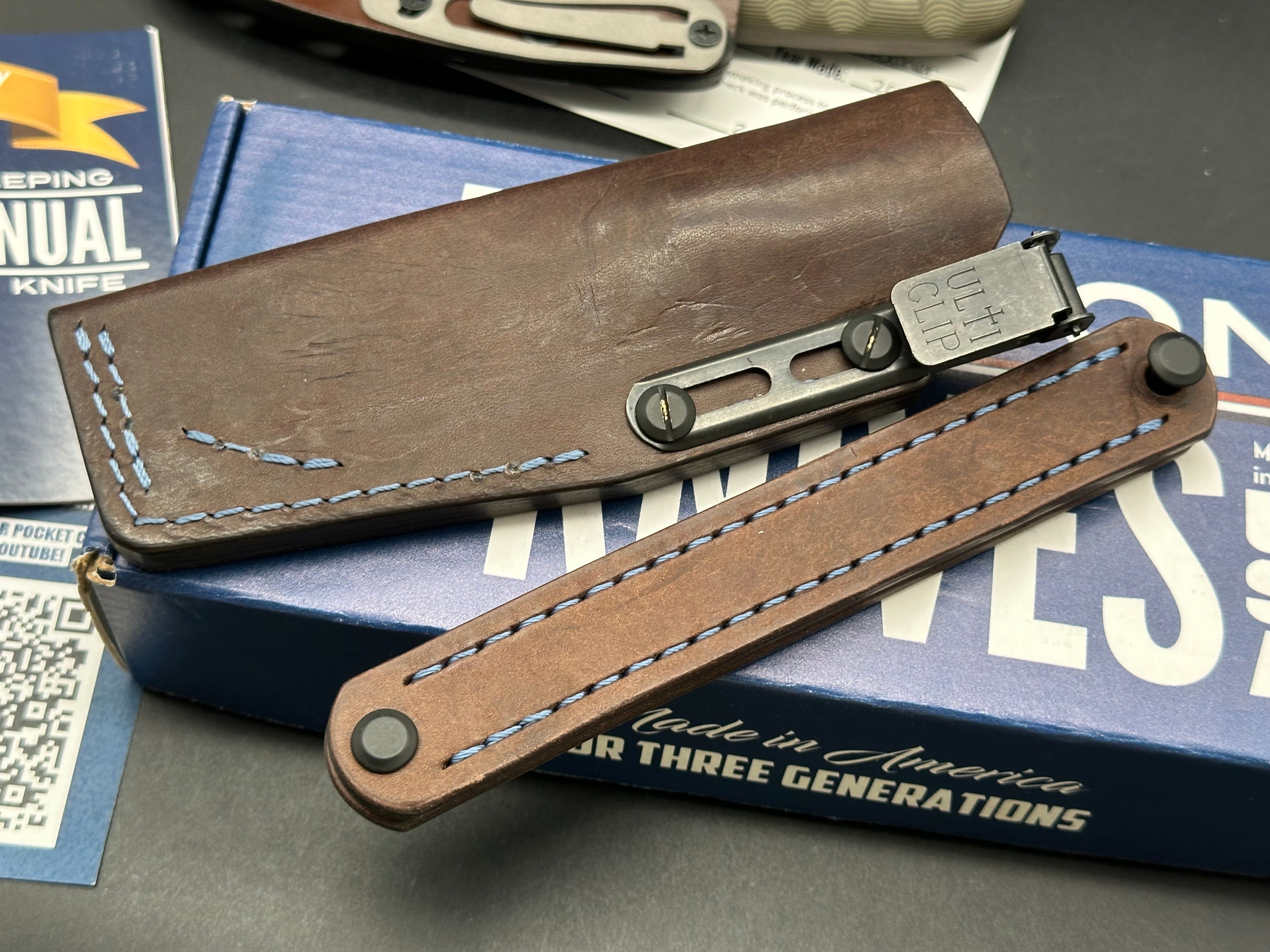 Dawson Deep Notch Magnacut Knife with Ultra Camo Scales & Scorched Earth Blade - Custom Oak City Leather Sheath | Hunting, Camping, Survival Gear & Outdoor EDC Accessories
