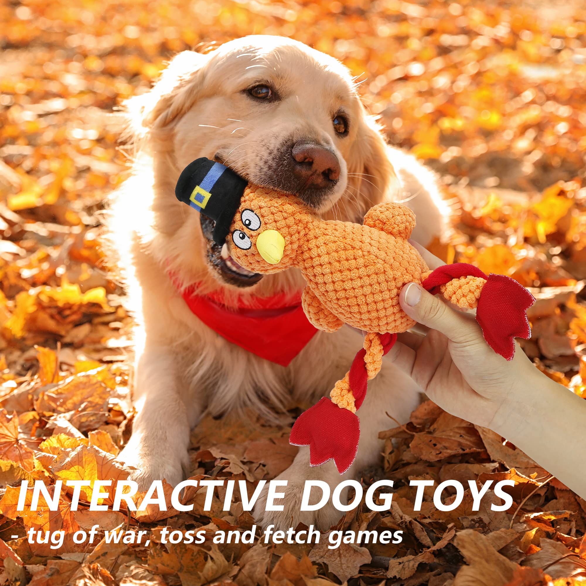 Senneny Thanksgiving Turkey Squeaky Dog Toy with Chew-Resistant Plush - Interactive Puppy Chew Toy for Small, Medium & Large Dogs - Perfect for Holiday Playtime & Training Rewards