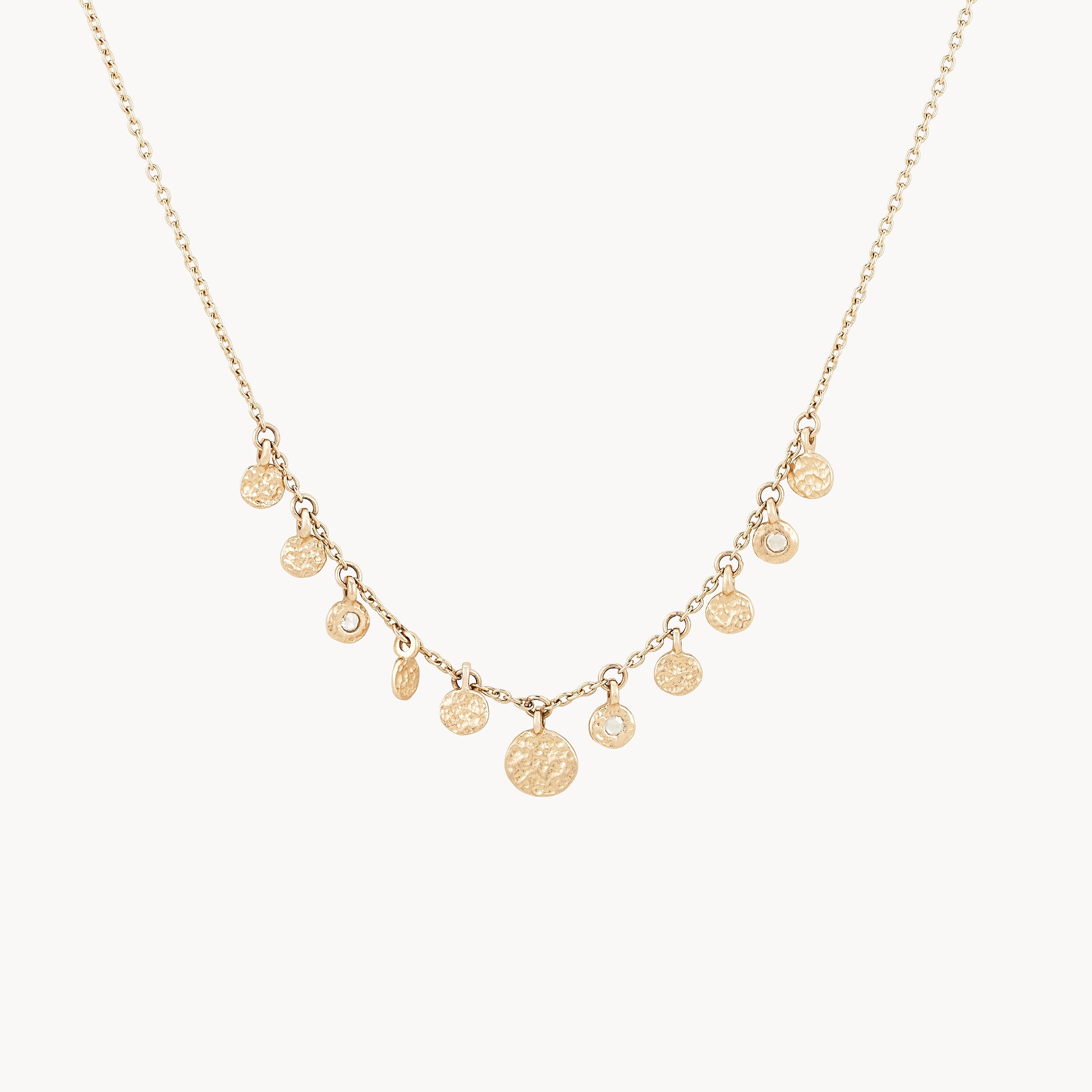 14K Yellow Gold Diamond Abacus Disk Necklace - Elegant Jewelry for Women, Perfect for Parties, Weddings & Special Occasions