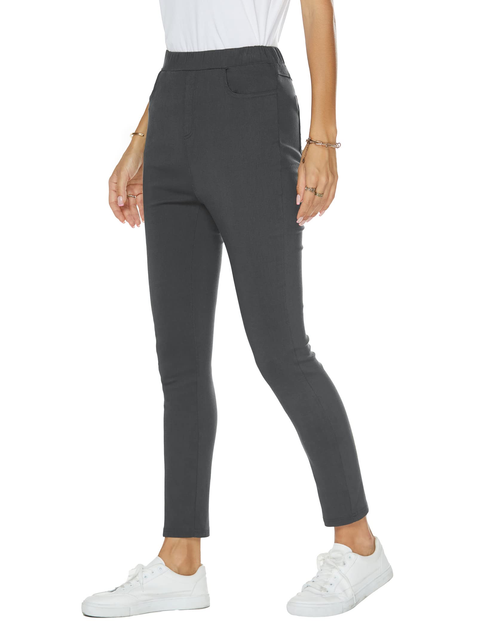Famulily Women's Stretch Skinny Dress Pants - Tummy Control Work Pants, Pull On Business Casual Leggings [S-2XL] for Office, Travel & Everyday Wear