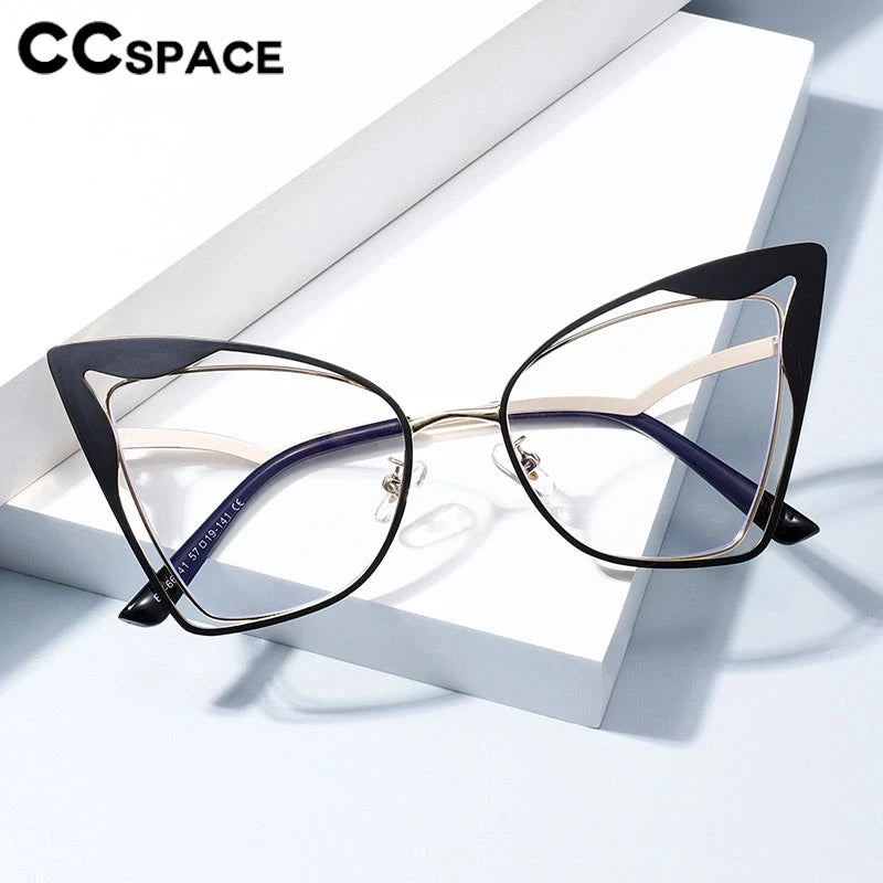 CCspace Women's Fashion Oval Butterfly Full Rim Eyeglasses Frame - Lightweight Alloy Metal Glasses for Women, Perfect for Reading, Working & Daily Wear