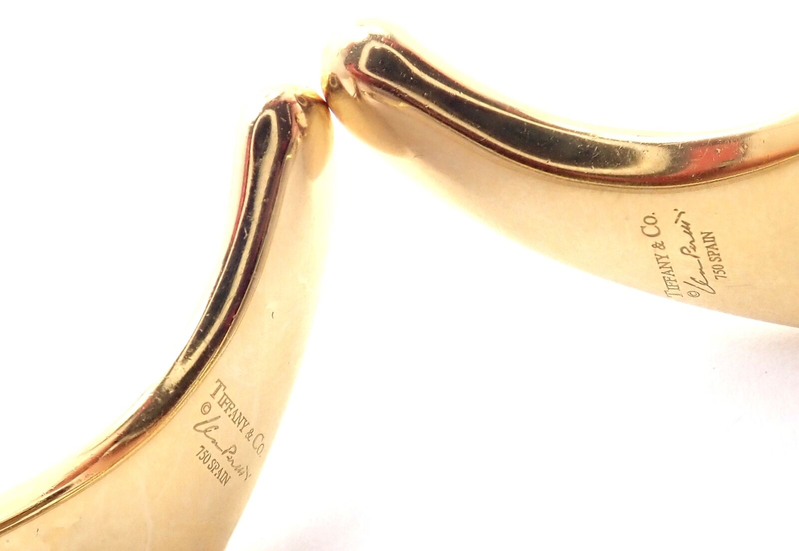 Authentic Tiffany & Co Elsa Peretti 18k Yellow Gold Extra Large Bean Earrings for Women - Luxury Jewelry Gift for Anniversary, Birthday & Special Occasions