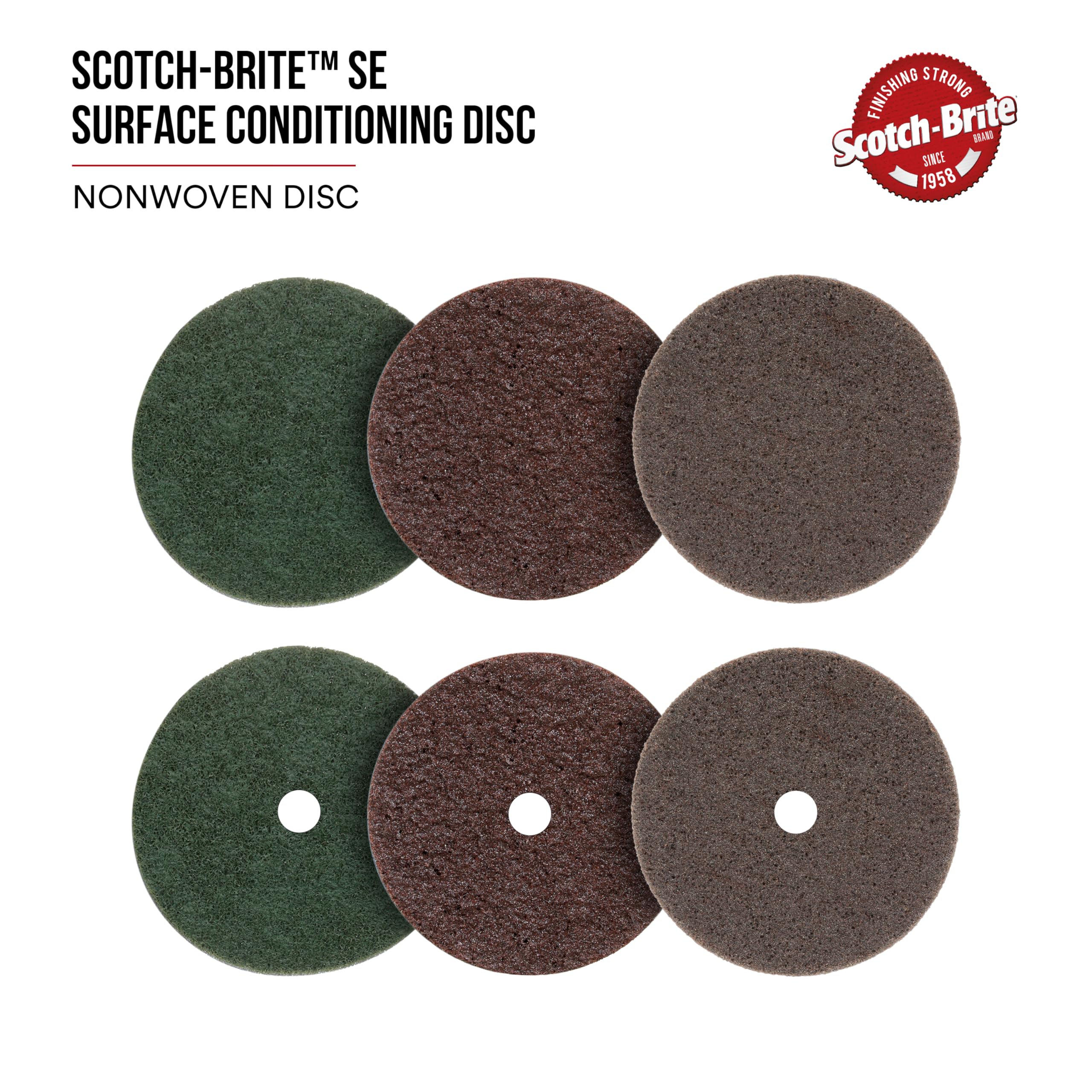 3M Scotch-Brite SE Surface Conditioning Disc - Hook & Loop Backing, Medium Grit Aluminum Oxide, 4.5 Inch No Hole, Heavy Duty & Durable (Pack of 50) - Perfect for Metal Finishing, Rust Removal & Surface Preparation in Automotive, Woodworking & Industrial Applications