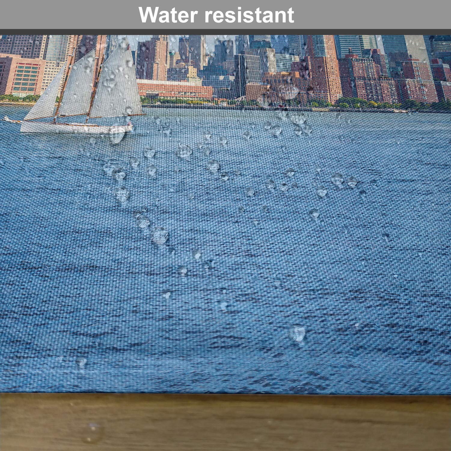 Ambesonne 4-Piece Sailboat Placemats Set - New York Skyline Photography with Sunshine & Skyscrapers - Washable Fabric Table Mats for Dining Room & Kitchen Decor in Blue Grey - Perfect for Beach House, Nautical Theme or Modern Home Decor