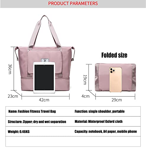 Large Capacity Foldable Travel Duffle Bag for Women - Lightweight Weekender Overnight Bag with Shoe Compartment, Perfect for Gym, Sports, Workout & Weekend Getaways | Carry-On Approved Travel Accessory
