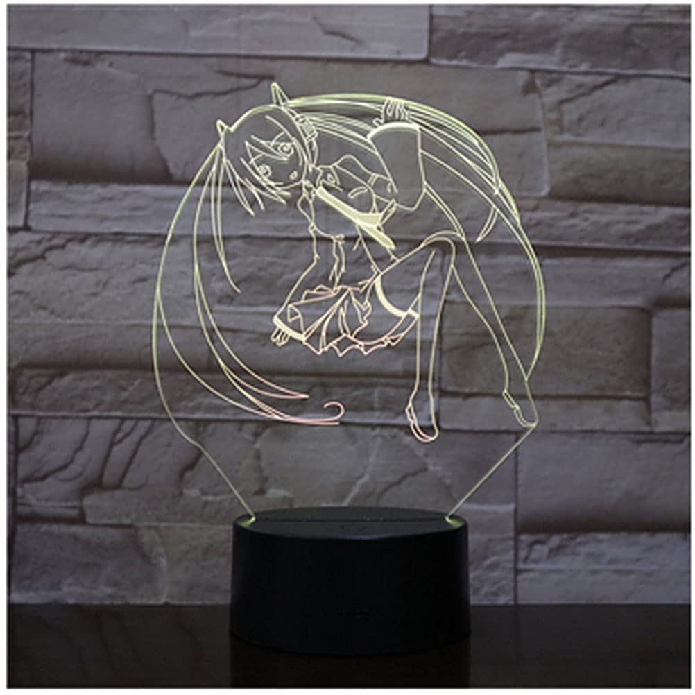 Hatsune Miku Anime 3D Night Light with Remote Control - 7 Color Changing LED Table Lamp for Bedroom, Kids Room Decor & Gift Idea | Illusion Lamp with Remote for Mood Lighting & Nursery Decor