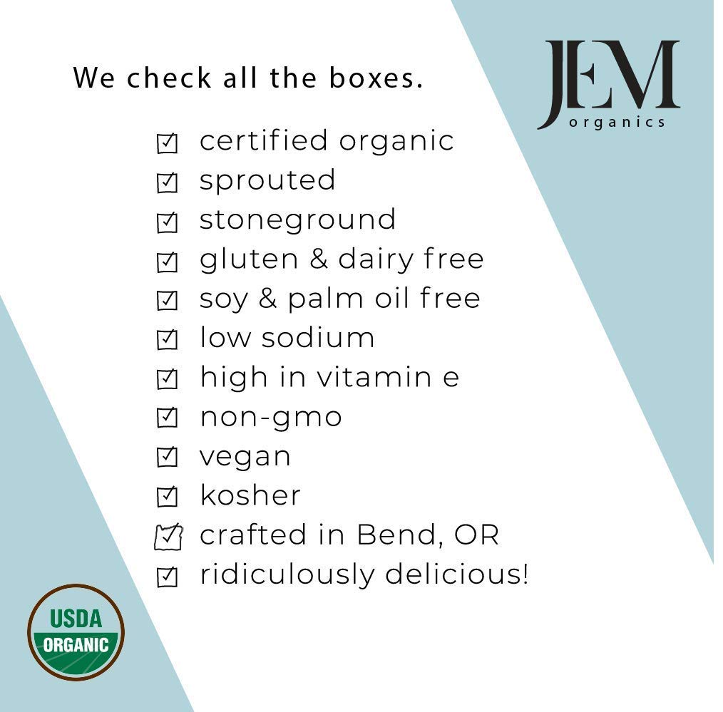 JEM Organics All Natural Sprouted Nut Butter Variety Pack - Almond Butter, Hazelnut Butter & Cashew Butter | Gluten-Free, Paleo, Vegan, Keto-Friendly Dessert Topping & Healthy Snack (6 oz, 4-Pack) | Perfect for Smoothie Bowls, Toast Toppings & Low-Carb Baking