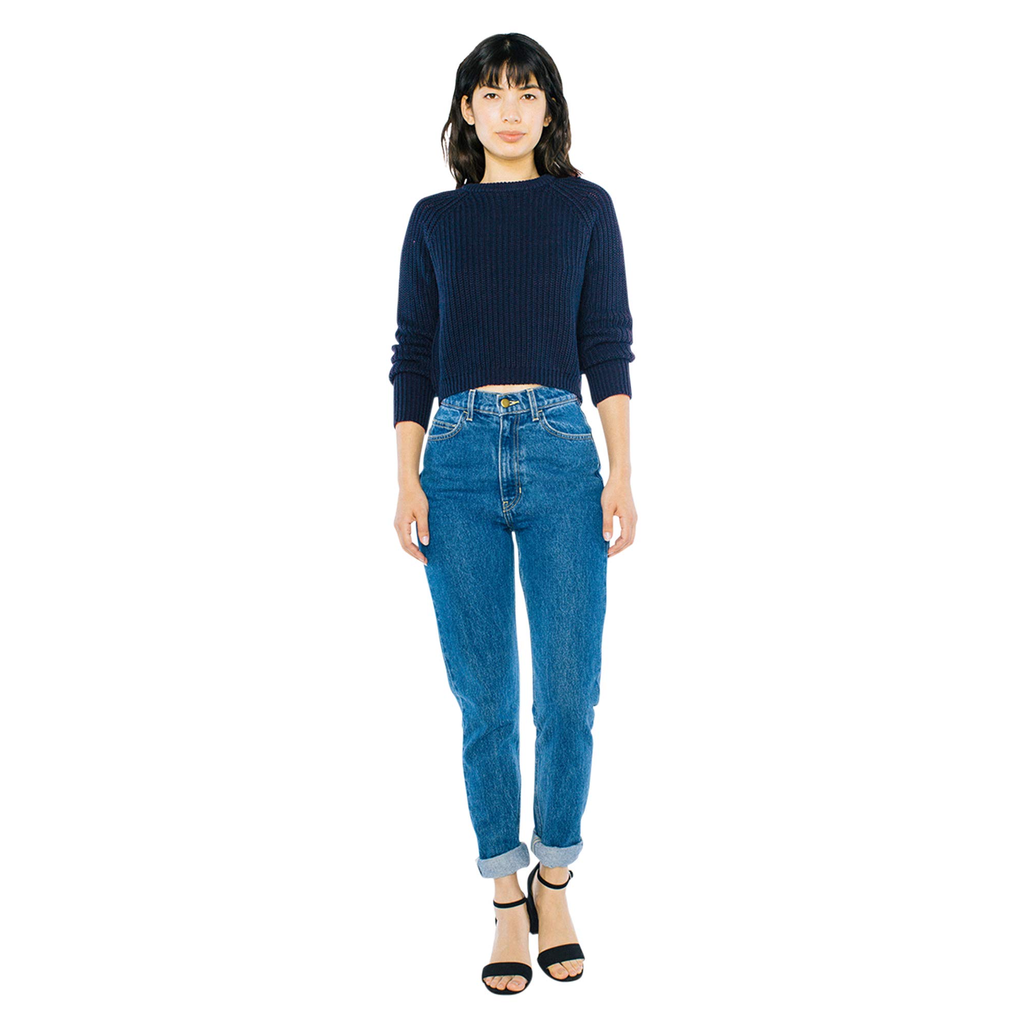 American Apparel Women's Cropped Fisherman Sweater - Soft Long Sleeve Pullover for Casual Wear, Layering & Fall Fashion | Perfect for Coffee Dates, Office Outfits & Weekend Errands