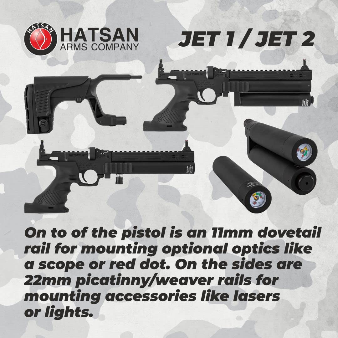 HATSAN Jet Black PCP Air Gun | Convertible Air Pistol to Rifle | Includes Wearable4U Pellets Bundle | Perfect for Hunting, Target Practice & Outdoor Shooting Sports