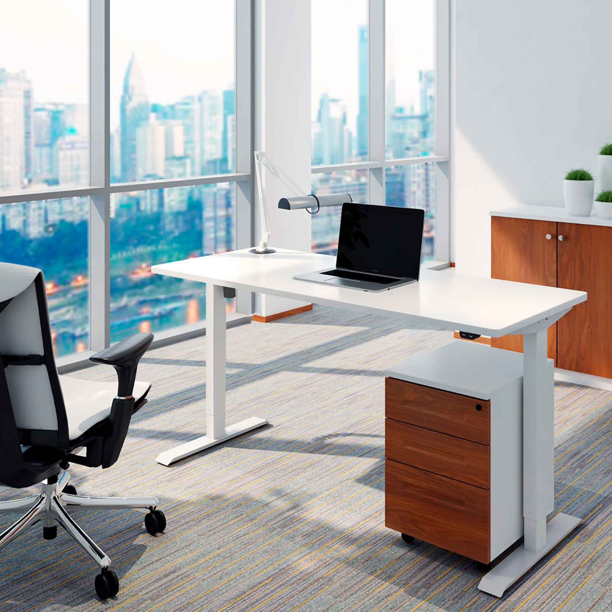 Adjustable Electric Sit Stand Desk with Single Motor & White Desktop - Ideal for Home Office, Gaming & Workspace (Model DH67)