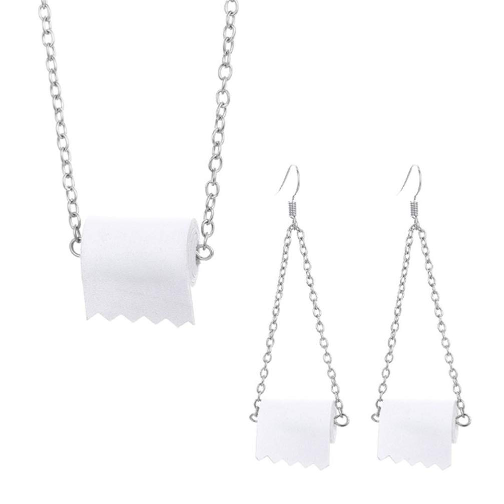 KESYOO Women's Jewelry Set - 2 Necklaces & 6PCS Paper Roll Charms, Alloy Pendant Earrings for Girls & Women | Perfect for Parties, Gifts & Everyday Fashion Accessories