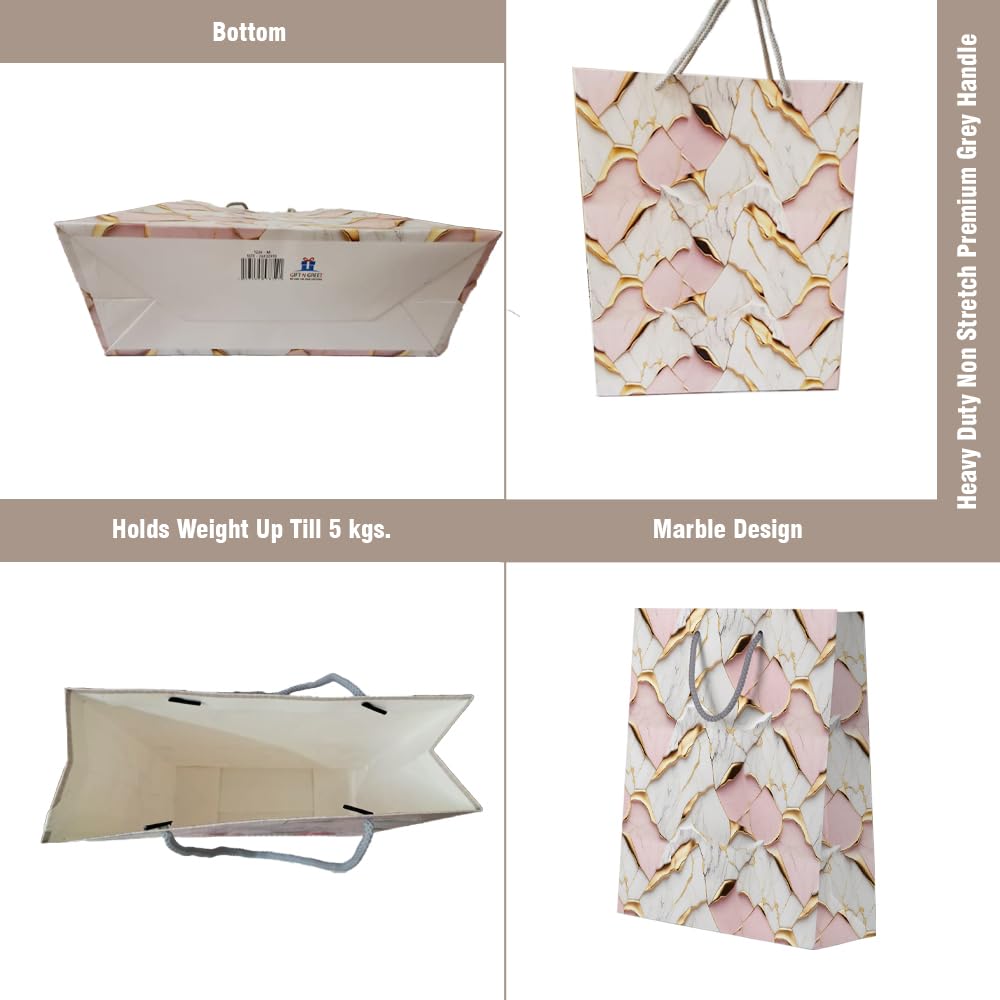 Eco-Friendly Recyclable Matte Finish Gift Bags - Medium Size 26x10x32cm (230 GSM) - Pack of 5 | Party Favors, Birthday Gifts, Goodie Bags | Perfect for Weddings, Baby Showers & Corporate Events