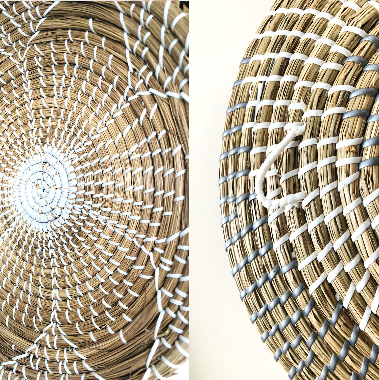 Set of 6 Handmade Wicker Wall Baskets - Boho Rattan Wall Decor, Woven Basket Wall Art, Natural Wicker Wall Tray - Perfect for Home Decor, Nursery, Living Room & Gift for Mom (Boho Style, Set of 6)