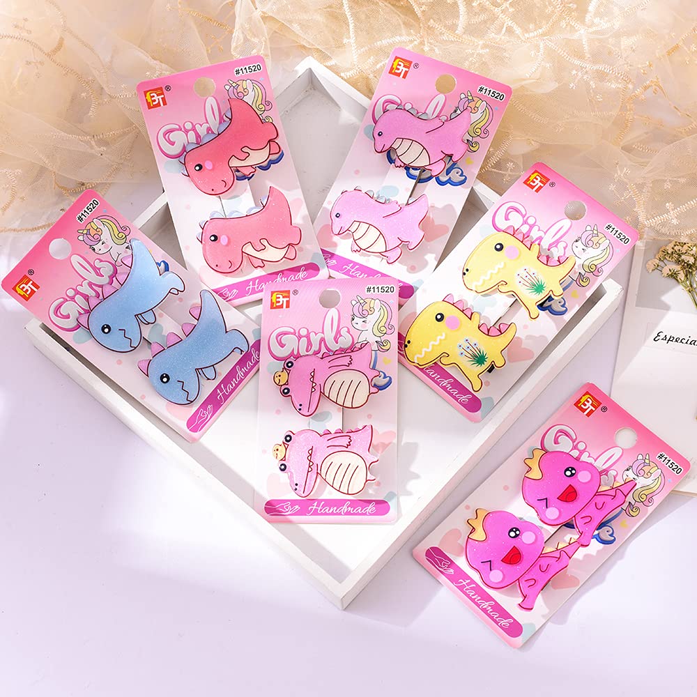 24 Pcs Handmade Cute Dinosaur Hair Clips - Colorful Assorted Character Hairpins Set for Kids, Girls, Women | Perfect for School, Parties & Daily Hair Accessories (All Ages)