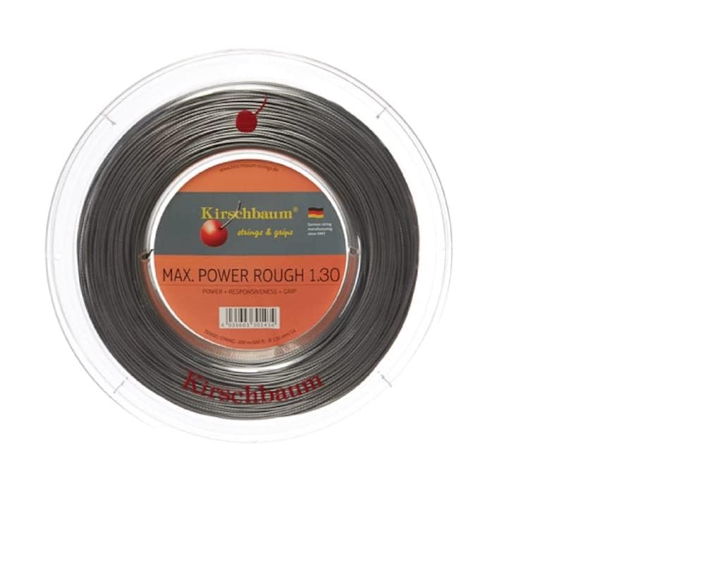 Kirschbaum Reel MAX Power Rough Tennis String – 1.30mm/16-Gauge, Silver Grey | Durable Polyester String for Enhanced Spin & Control | Perfect for Competitive Play & Tournament Matches