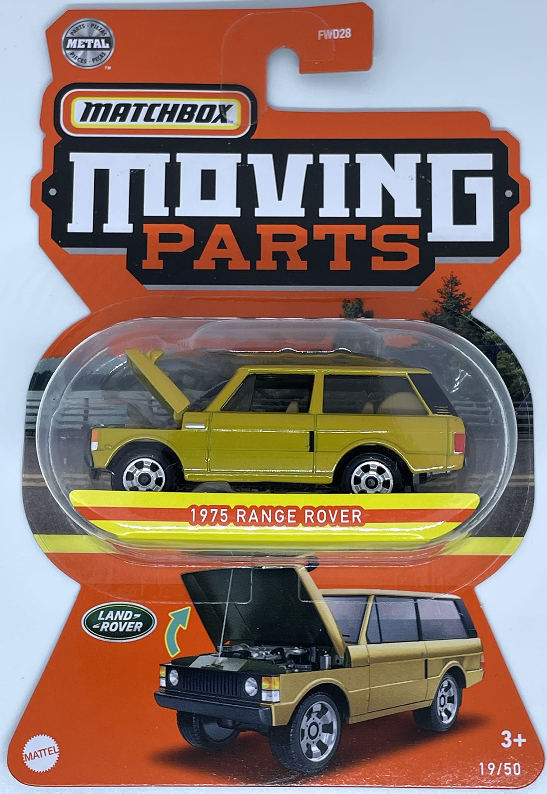 Matchbox 2022 Moving Parts 1975 Range Rover Yellow Die-Cast Toy Car - Collectible Miniature Vehicle for Kids & Adults - Perfect for Play, Display, and Gifts
