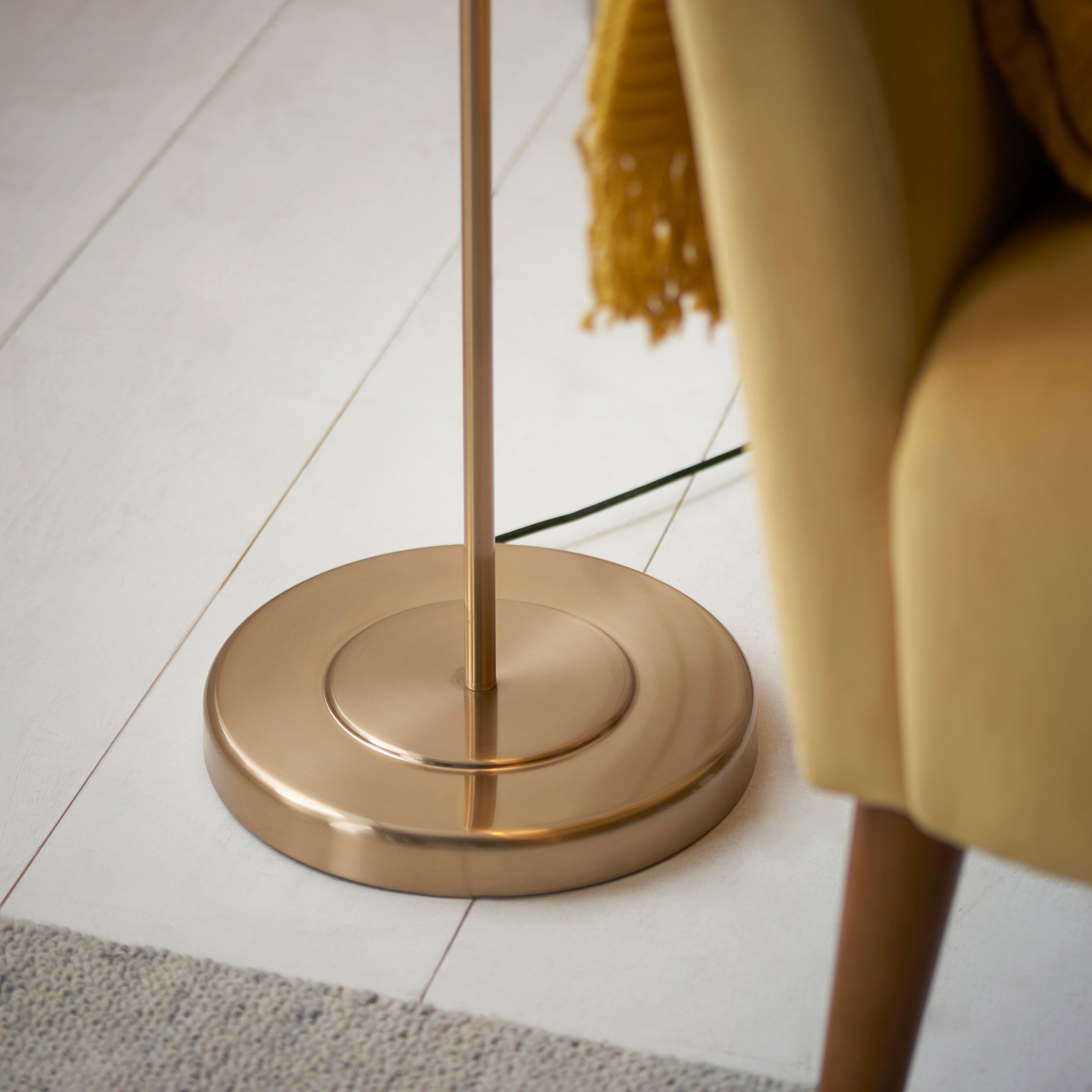 Elegant Clement Brass Floor Lamp with Natural Linen Shade - Modern Lighting for Living Room, Bedroom & Office Decor