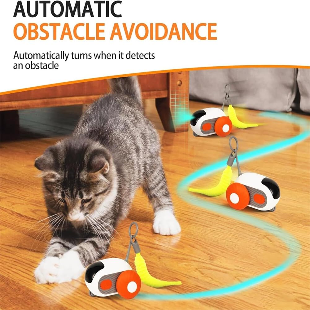 Turbo Tail 2.0 Interactive Cat Toy - 2024 Best Gravity-Sensing Popper Toy with 3 Play Modes for Indoor Cats, Orange - Perfect for Playtime, Exercise & Bonding with Your Feline Friend