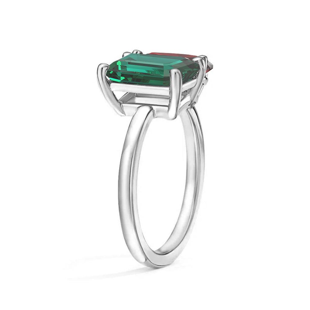 Toi et Moi Personalized Emerald Birthstone Ring - Custom Anniversary Jewelry for Couples, Women's Birthstone Engagement Ring - Perfect for Valentine's Day, Wedding Proposal & Romantic Gifts