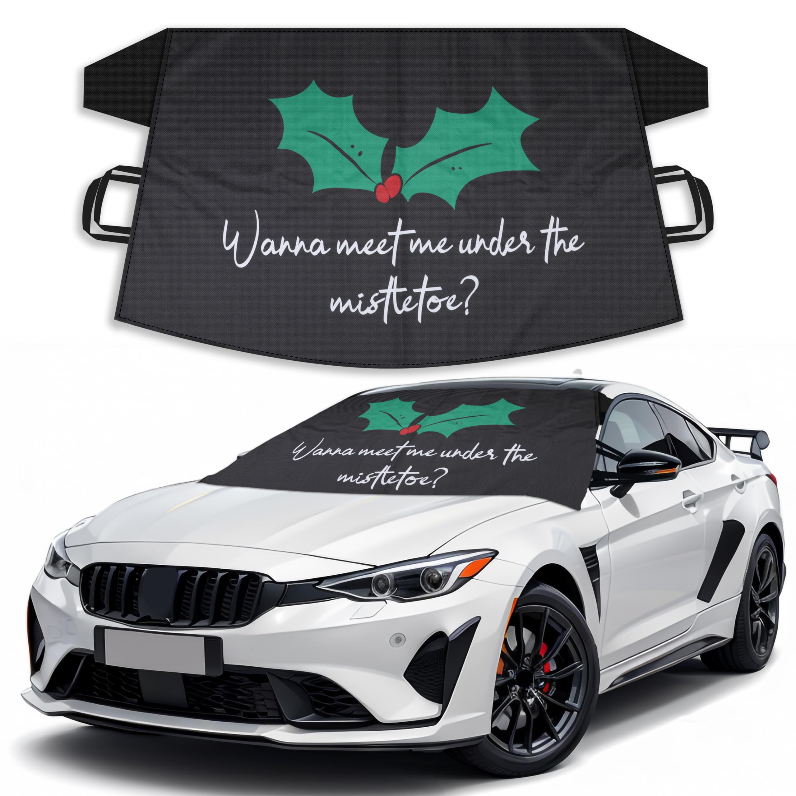 EcoNour 600D Polyester Car Windshield Cover for Ice & Snow - Heatproof Winter Car Accessory for Christmas Decor
