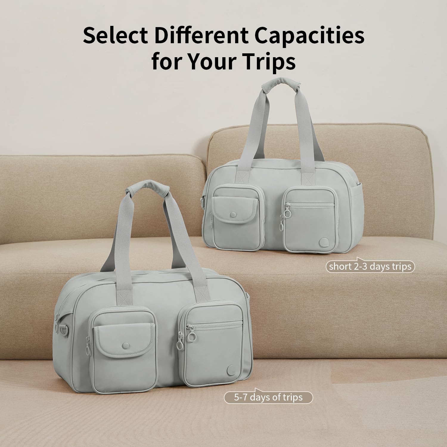 Expandable Travel Duffel Bag with Wet Pocket - Large Water Resistant Gym & Sport Bag for Men & Women - Perfect for Carry-On Weekender, Workout & Outdoor Adventures (Gray, Plus Size)