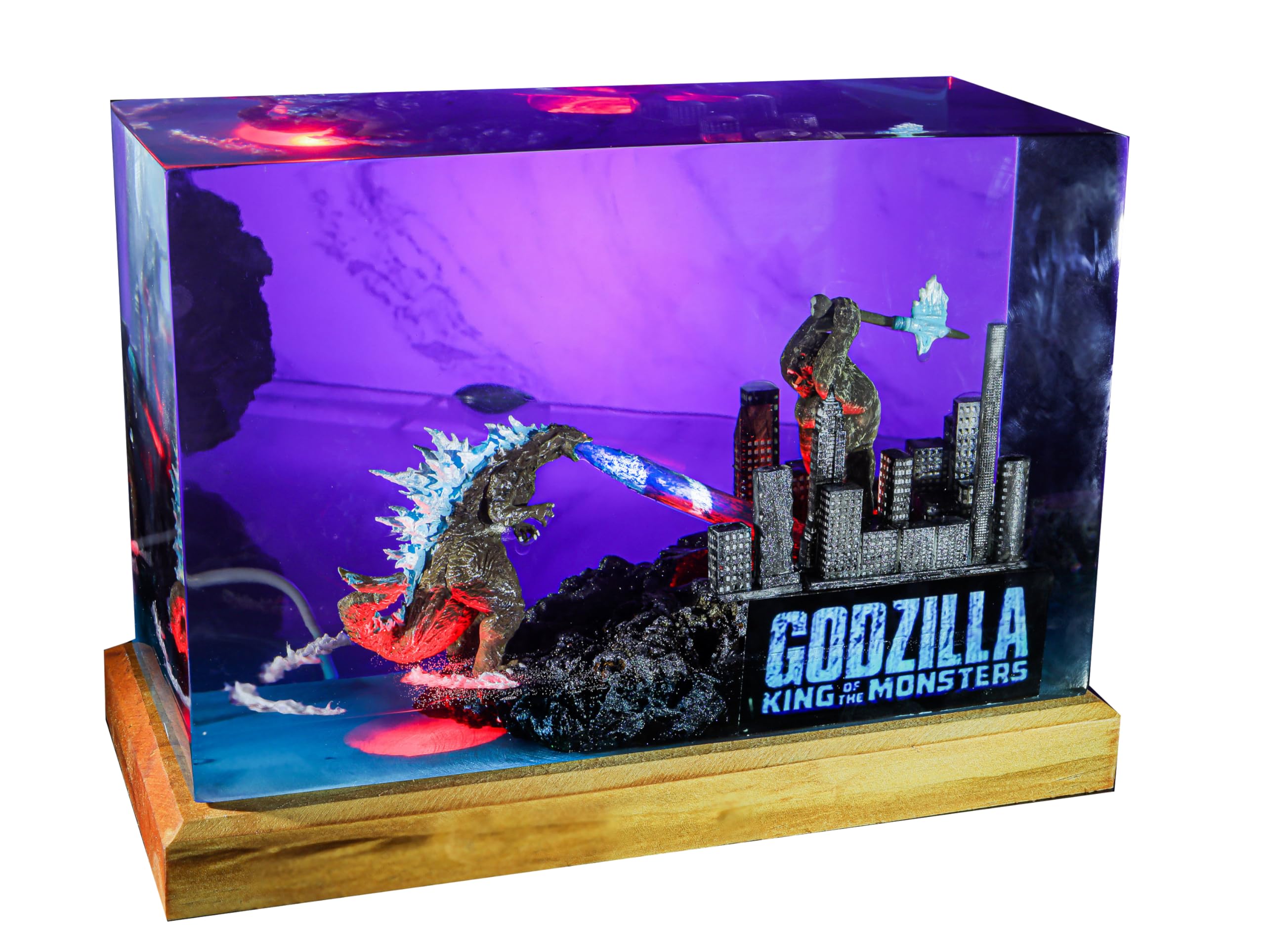 War Monster Night Light - Custom Epoxy Resin Table Lamp with Atomic Breath Design | Handmade Movie Diorama LED Lamp for Bedroom, Gaming Room & Home Decor | Unique Gift for Movie Lovers (5.5x4x2.5 inch)