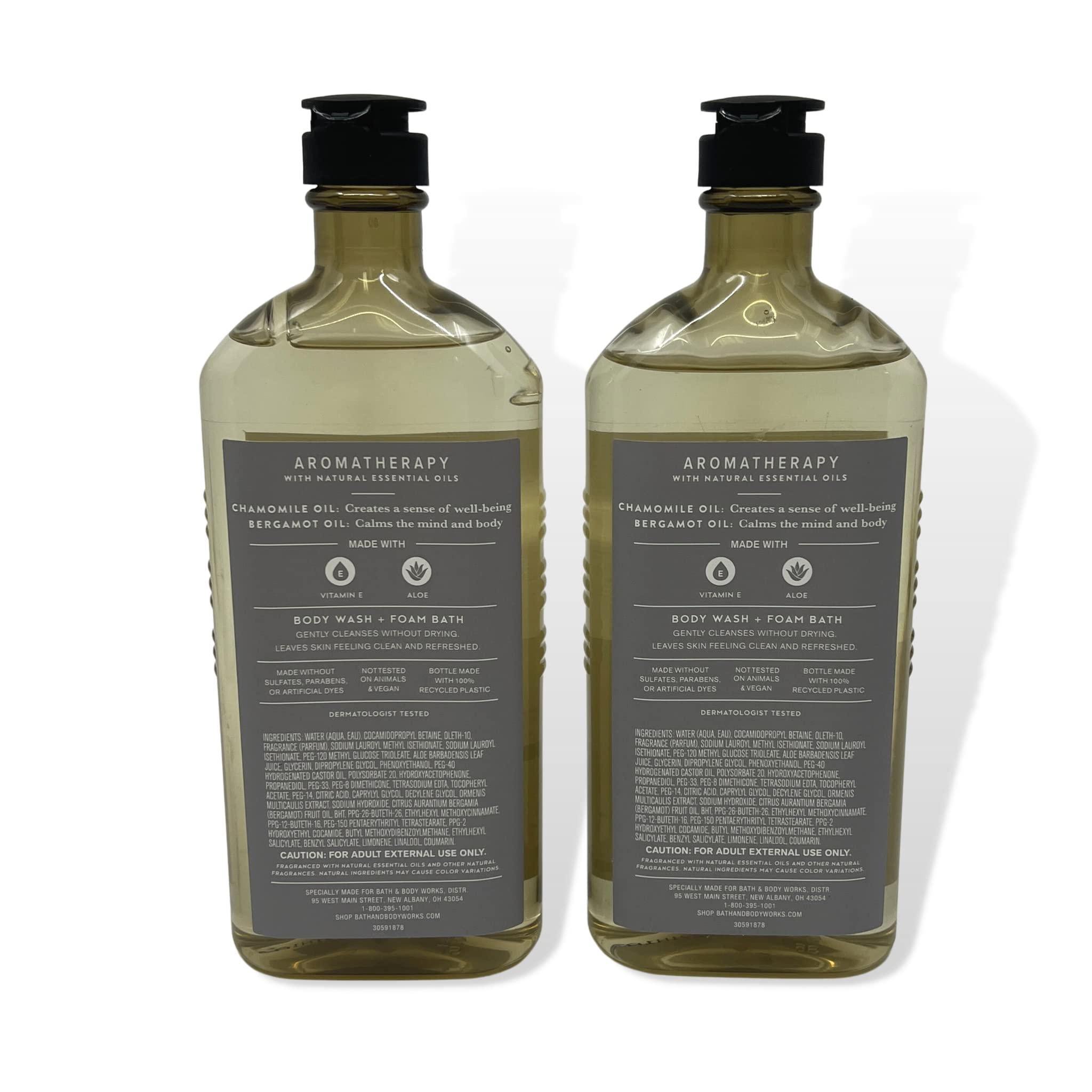 Bath & Body Works Aromatherapy Sleep Black Chamomile Body Wash & Foam Bath - 10oz (Pack of 2) | Relaxing Lavender & Chamomile Scent for Stress Relief & Better Sleep | Perfect for Nighttime Baths & Shower Relaxation