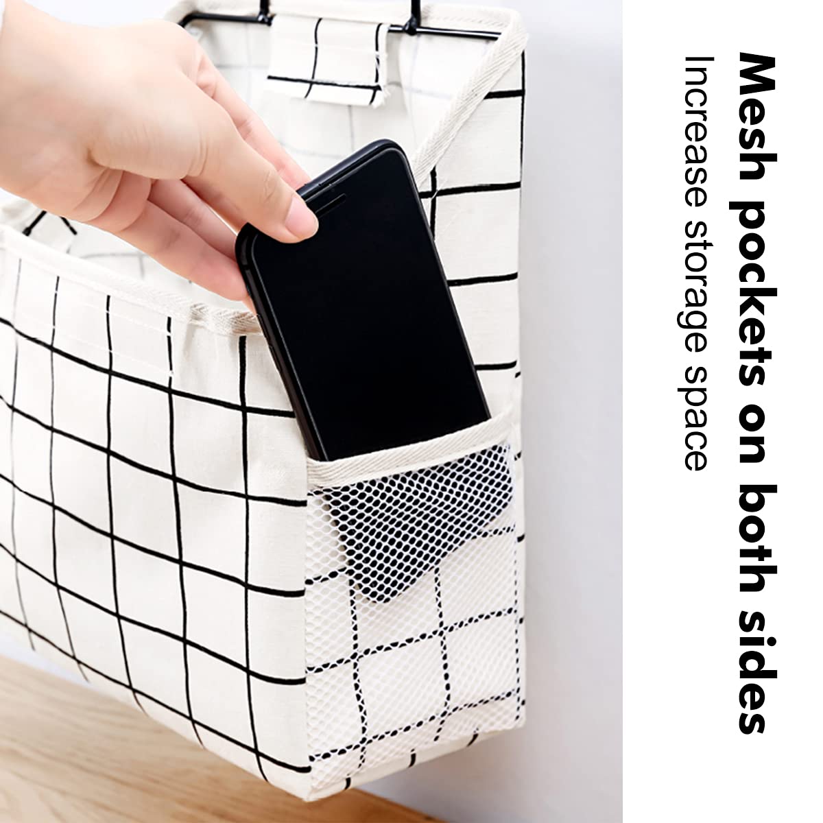 Fantasyon Waterproof Over The Door Hanging Storage Organizer - Closet & Bathroom Wall Mounted Pocket Organizer with Linen Cotton Fabric, Black | Perfect for Bedroom, Bathroom & Small Space Organization