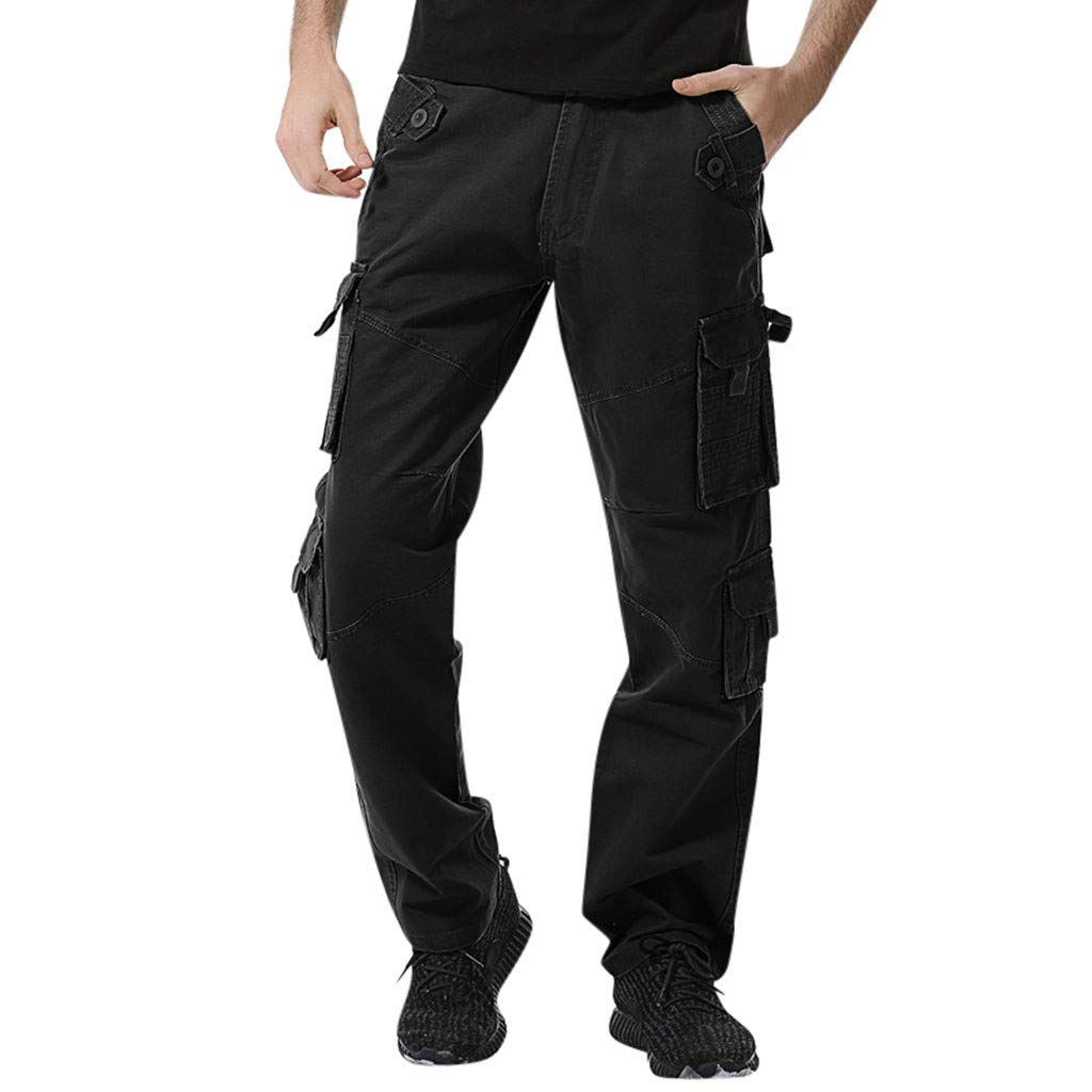 Alalaso Men's Classic Twill Cargo Pants - Relaxed Fit Casual Work Trousers with Multiple Pockets | Outdoor, Hiking, Travel & Everyday Wear