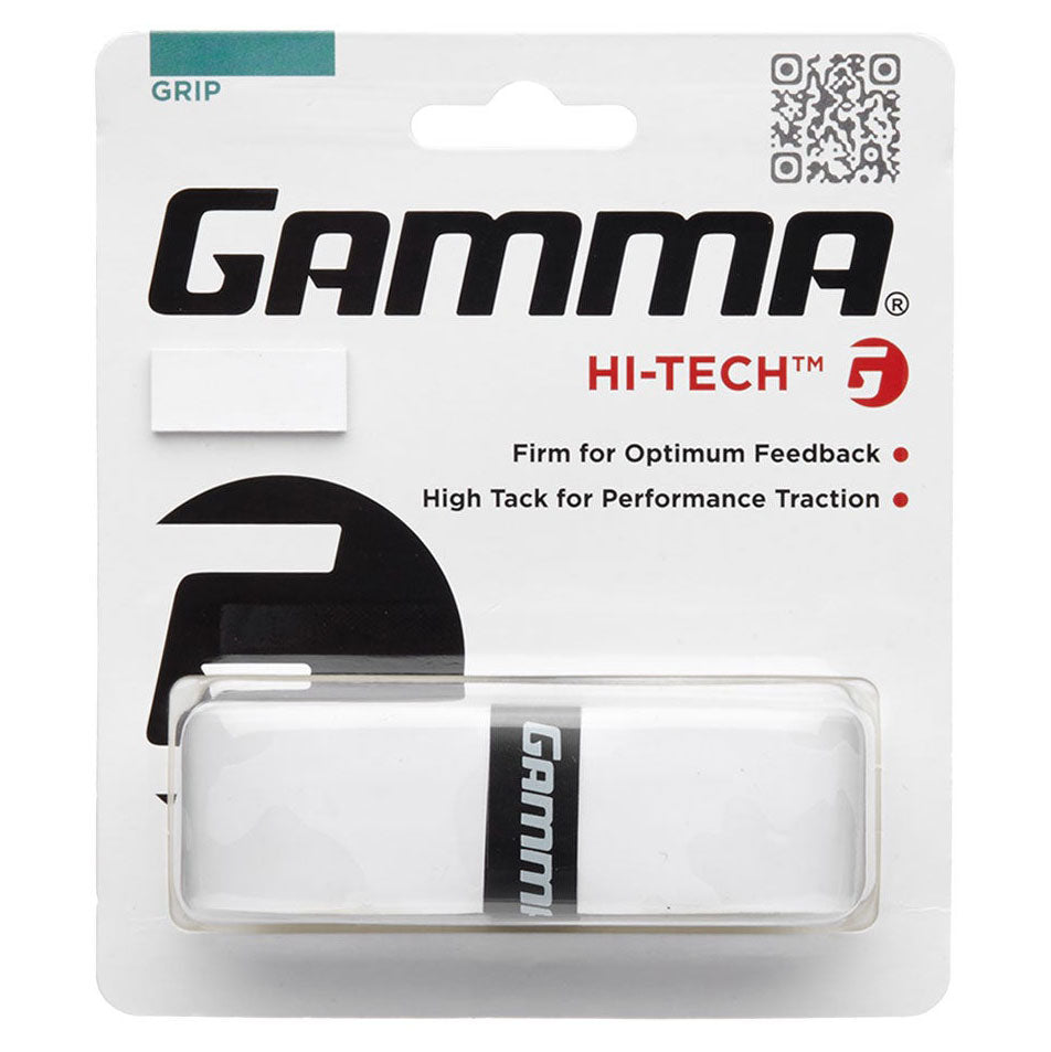 Gamma Hi Tech Replacement Grip (White) - Premium Tennis Racquet Overgrip for Better Control & Sweat Absorption - Perfect for Tennis, Badminton & Racquetball Players